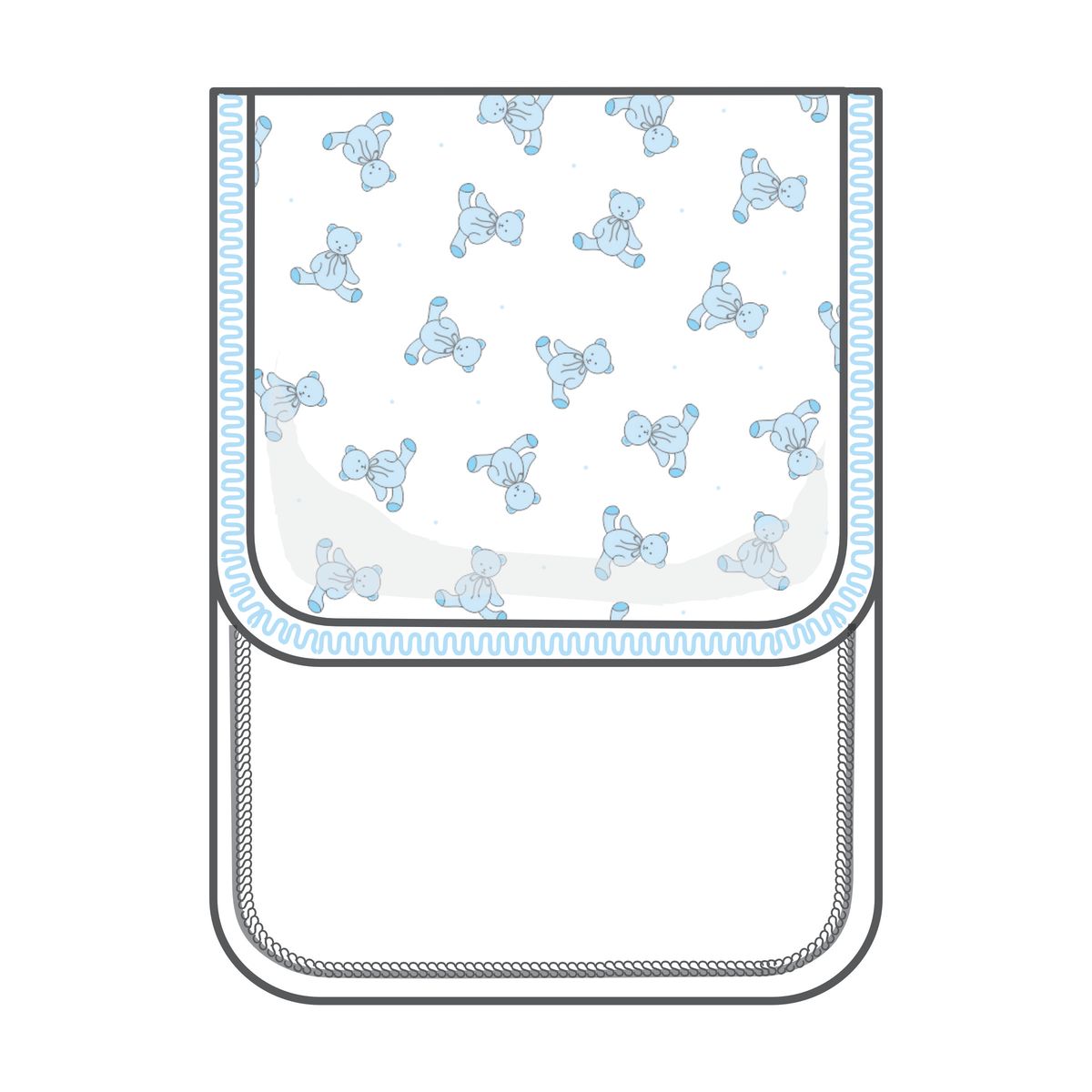 Baby's Teddy Blue Pima Burp Cloth