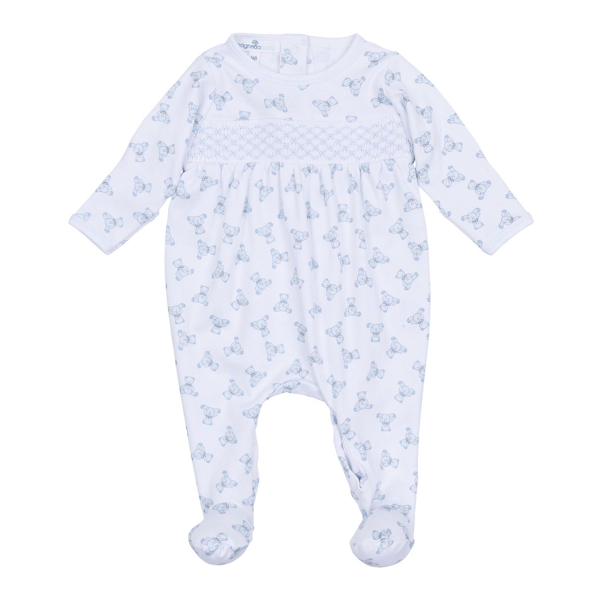 Baby's Teddy Blue Smocked Pima Footie