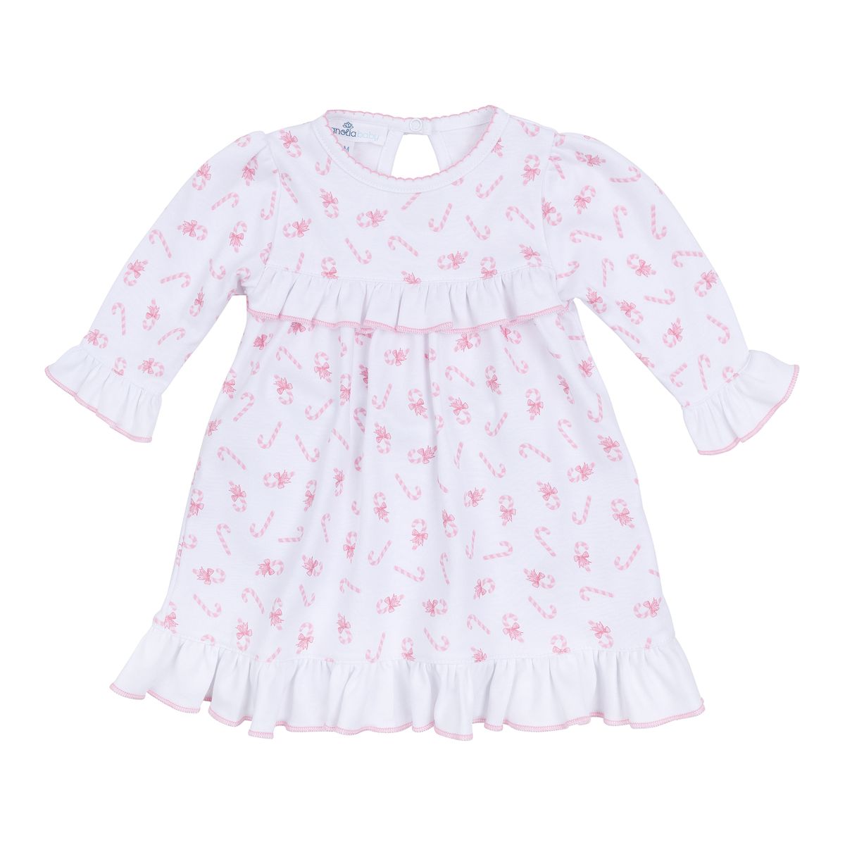 Sweet Peppermint Pink Ruffle Pima Dress - Main Image