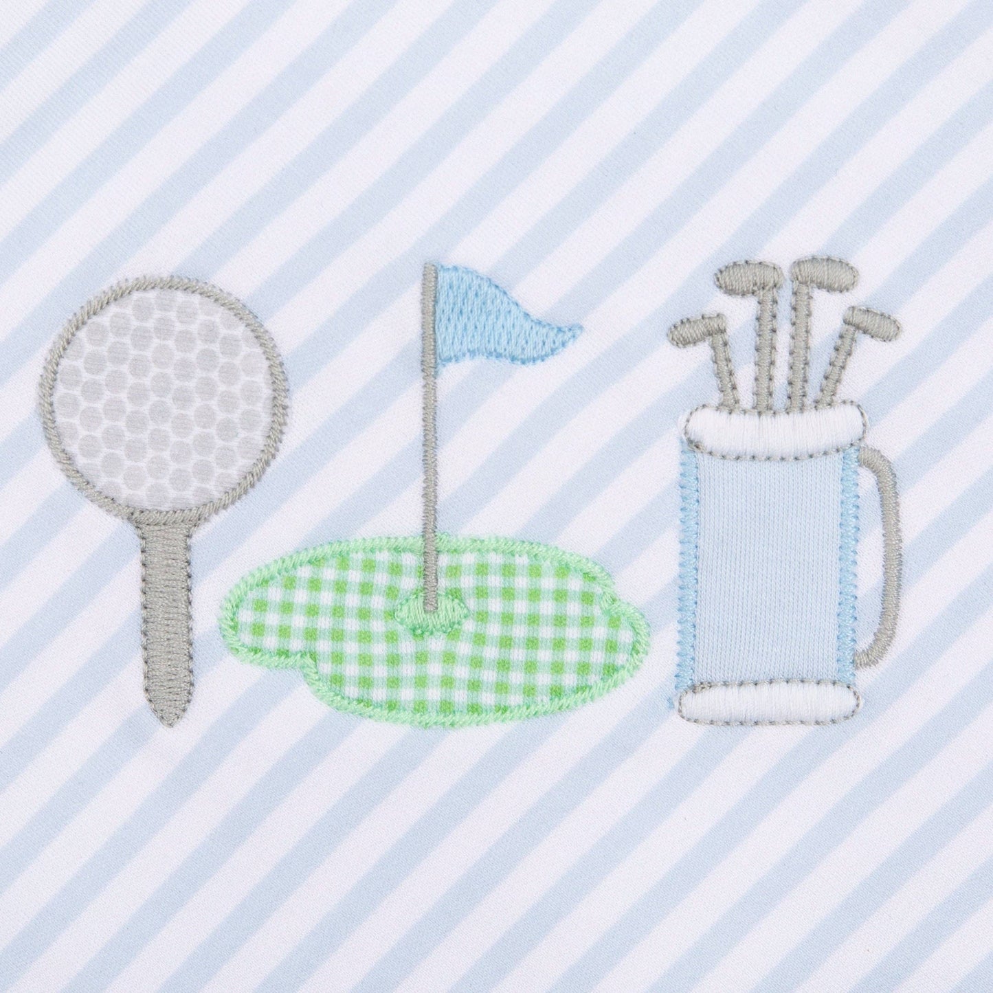 Putting Green Applique Pima Zip Footie
