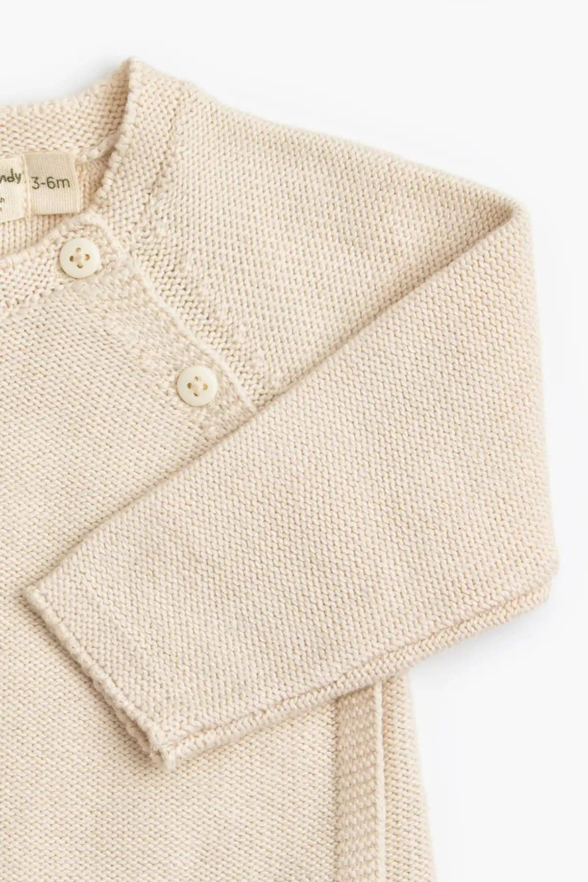 Organic Little Darling Knit Shirt + Pants - Cream