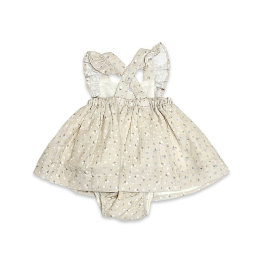 Ditsy Floral Ruffle Cross Back Dress + Bloomer