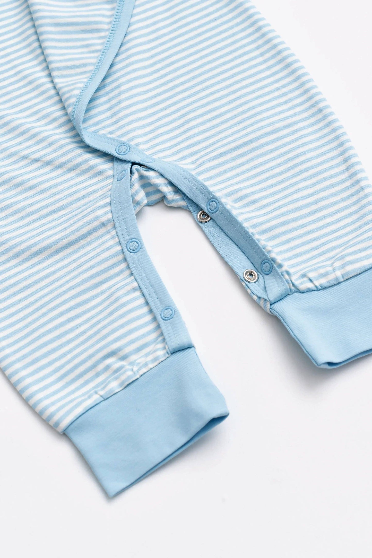 Organic Kimono Tie Romper - Blue French Stripe