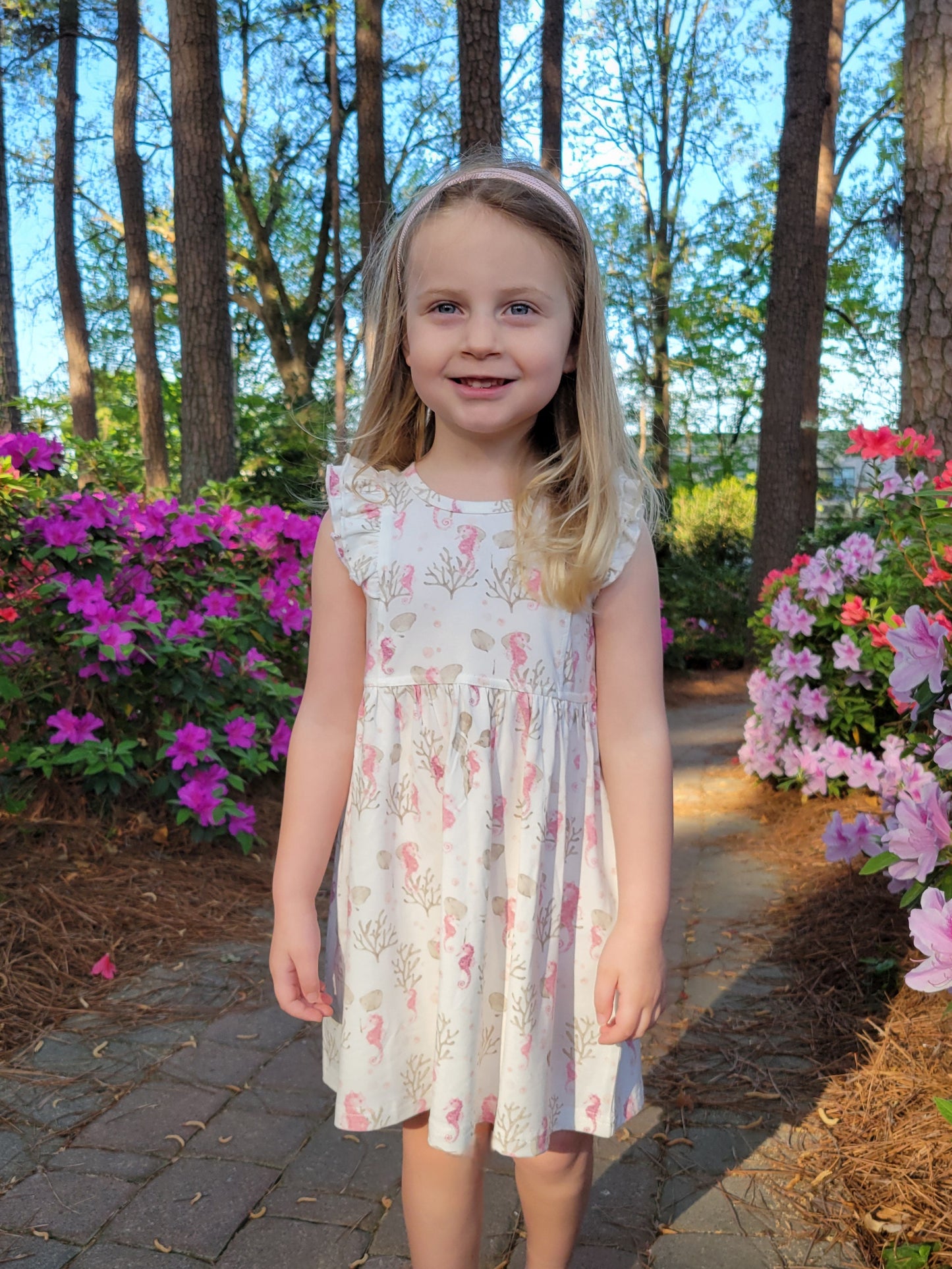Seahorse on Cream Modal Dress