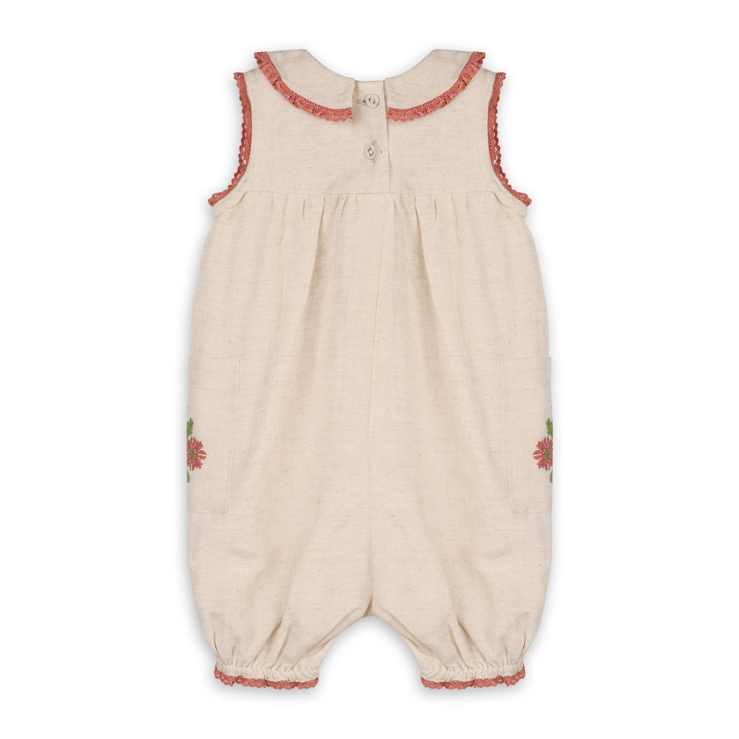 Poppy Floral Organic Embroidered Romper