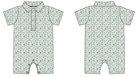 Cast a Line Bamboo Polo Romper
