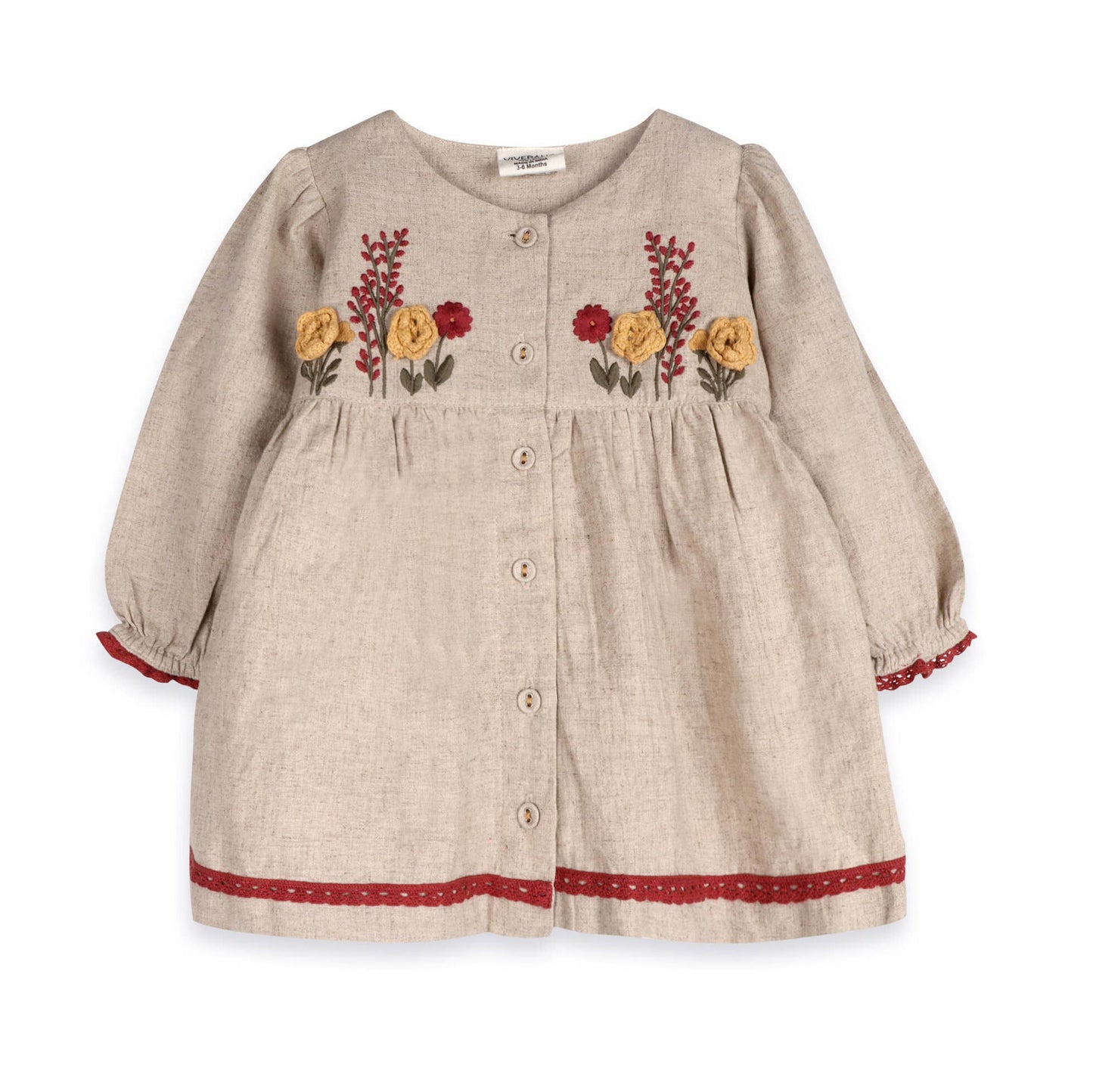 Organic Linen Ravello Embroidered Dress and Bloomer Set