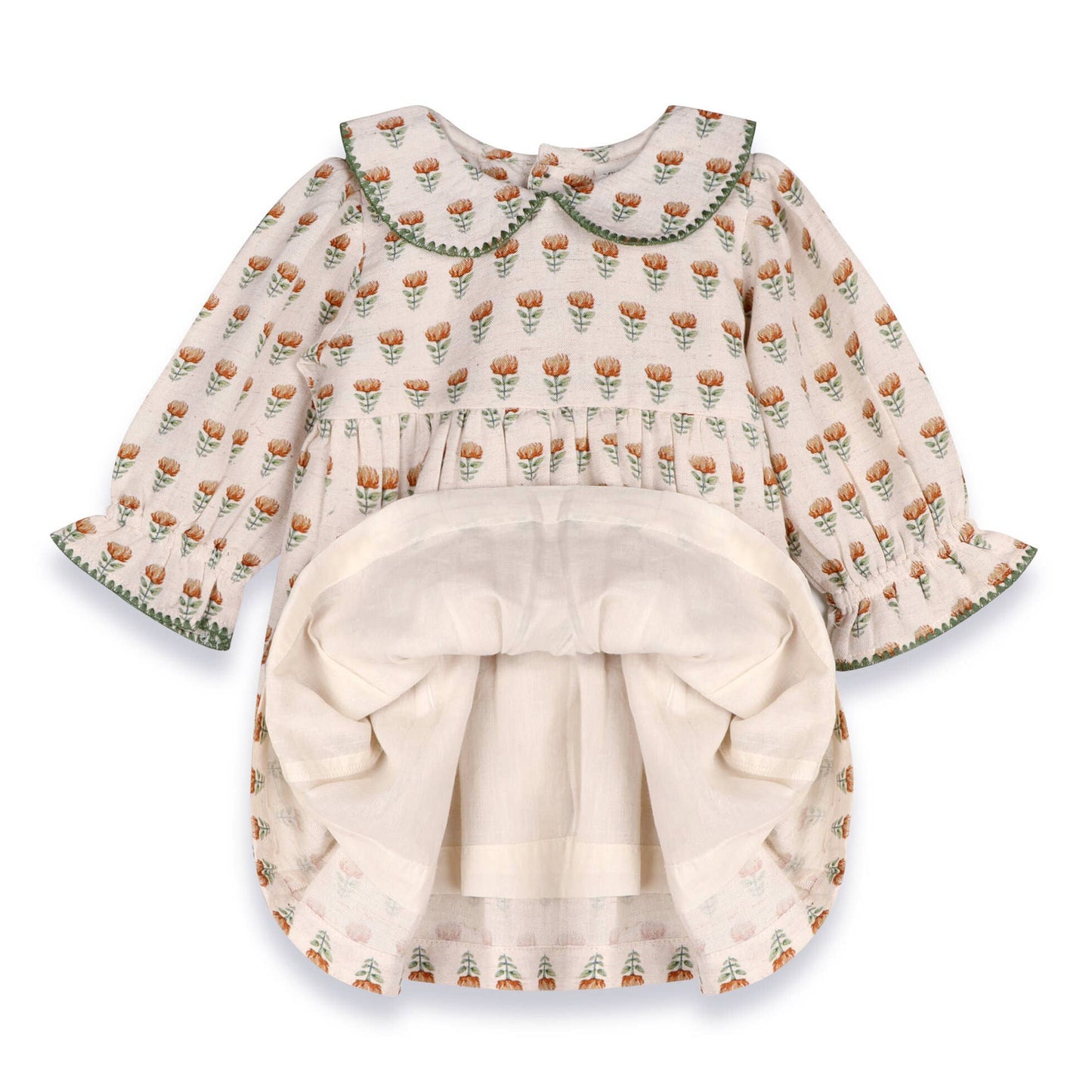 Organic Linen Ina Block Floral Dress and Bloomer Set