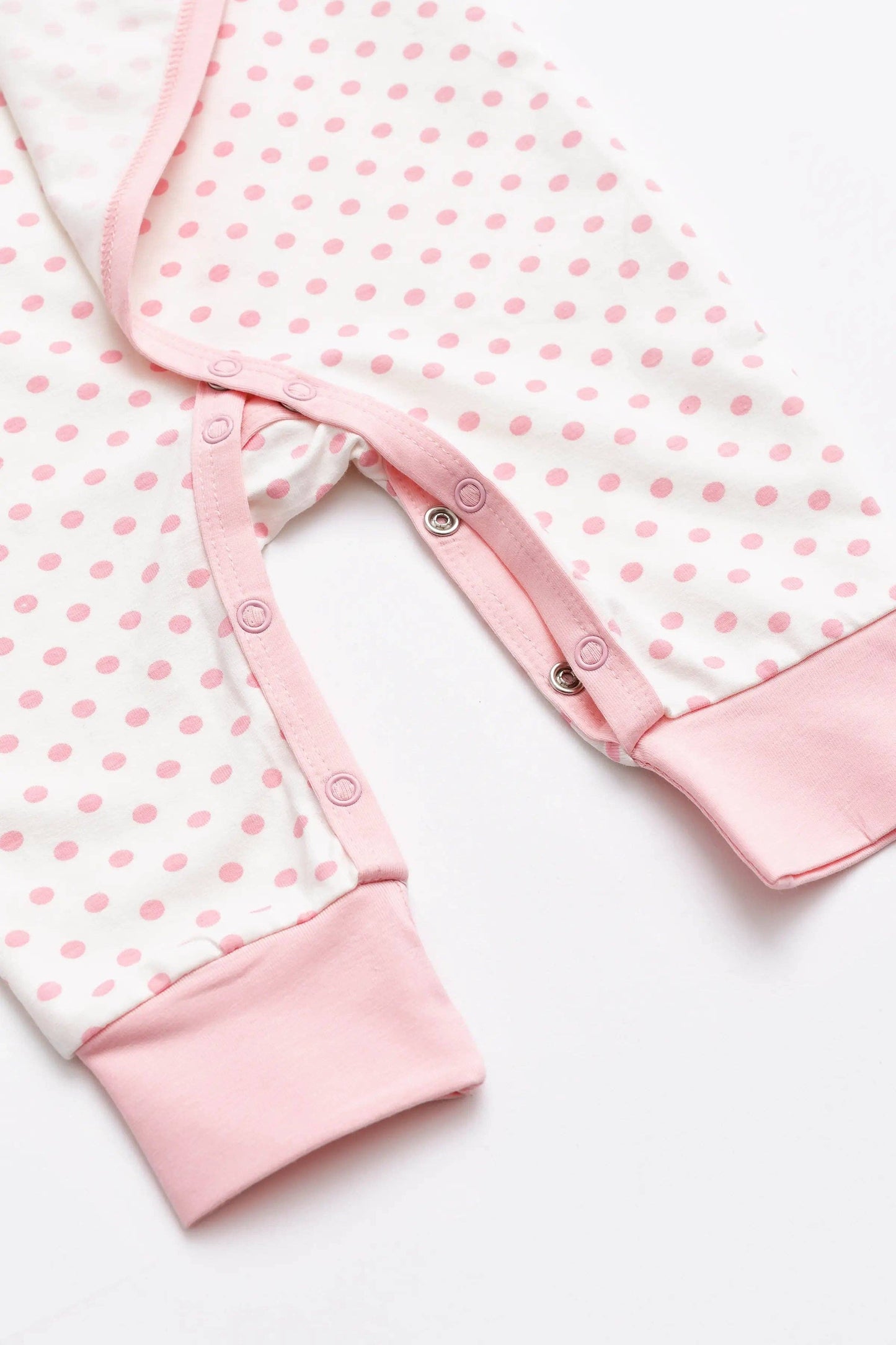 Organic Kimono Tie Romper - Pink Polka Dot