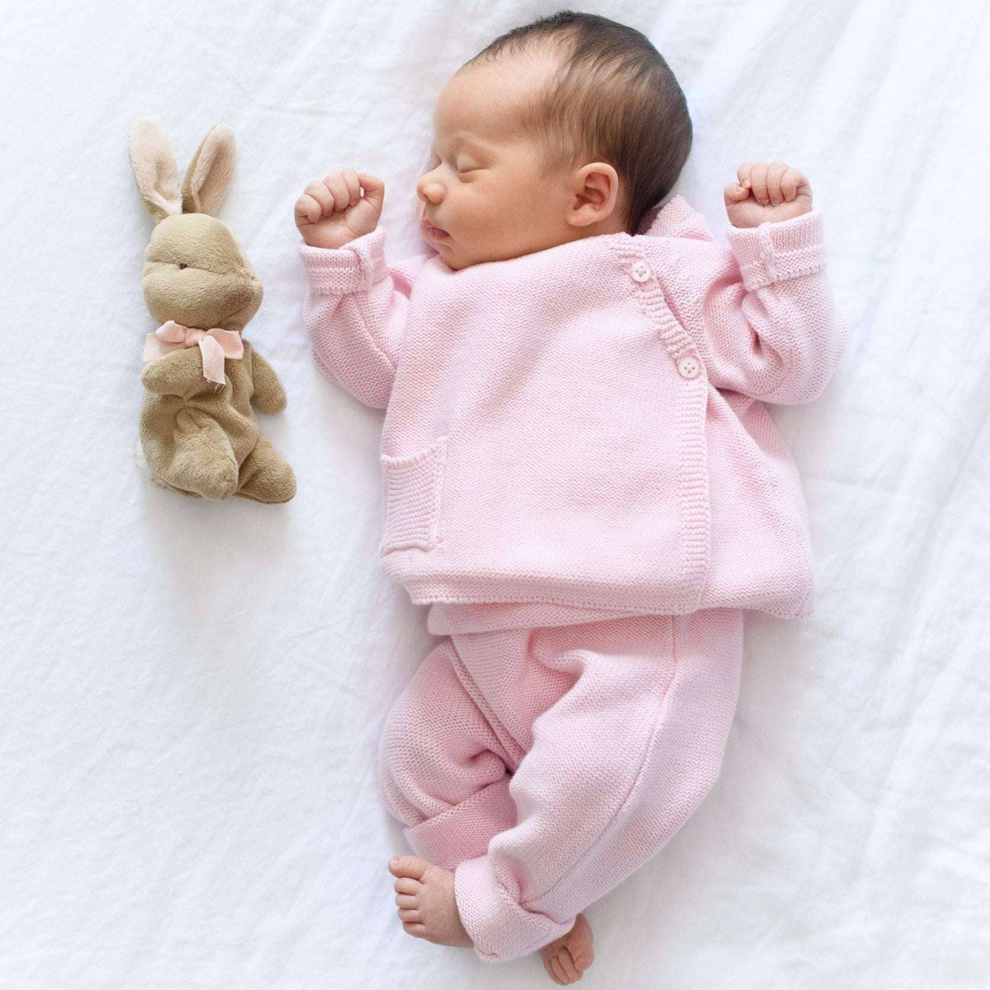 Organic Little Darling Knit Shirt + Pants - Pink