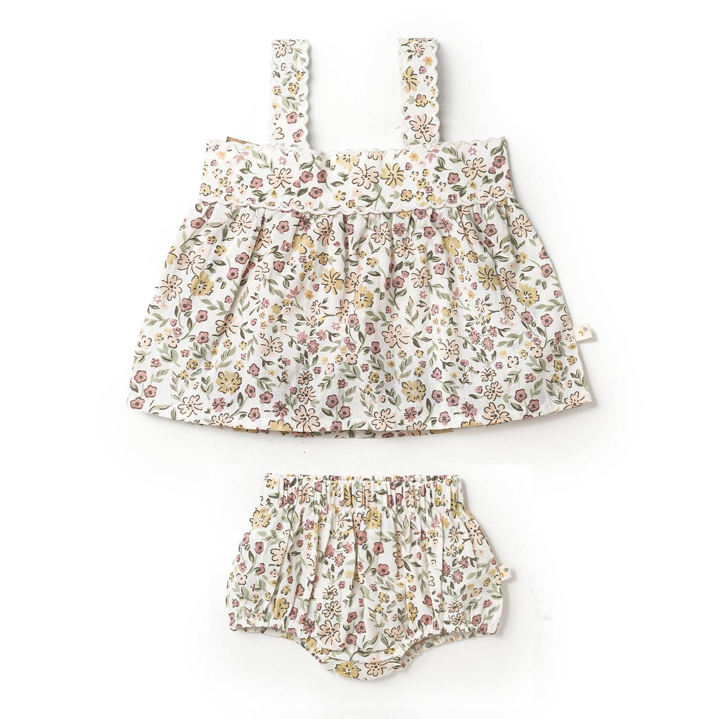 Organic Wild Meadow Scalloped Shirt & Bloomers Set