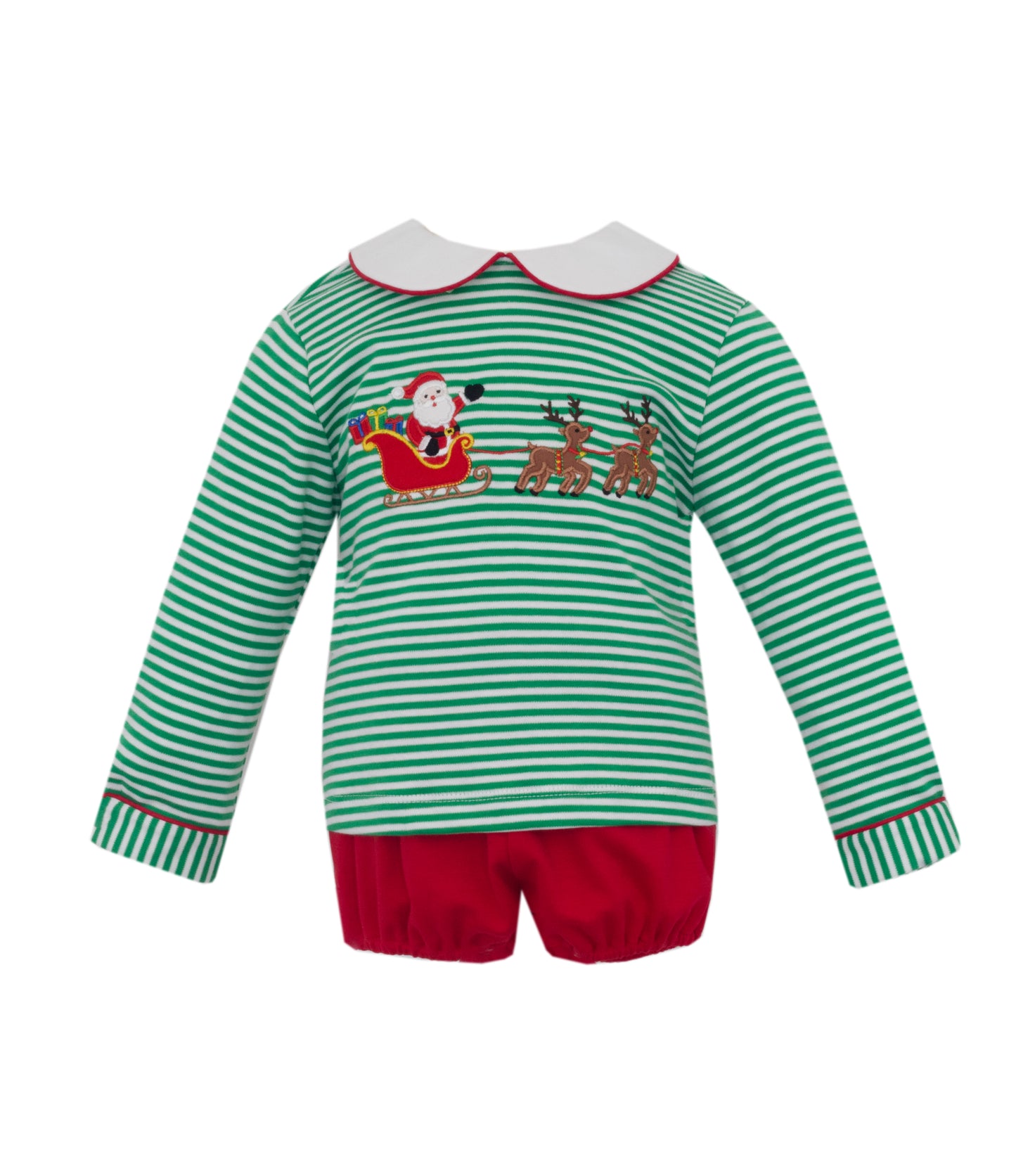 Santa's Sleigh Boy Pima Shirt + Diaper Cover Set