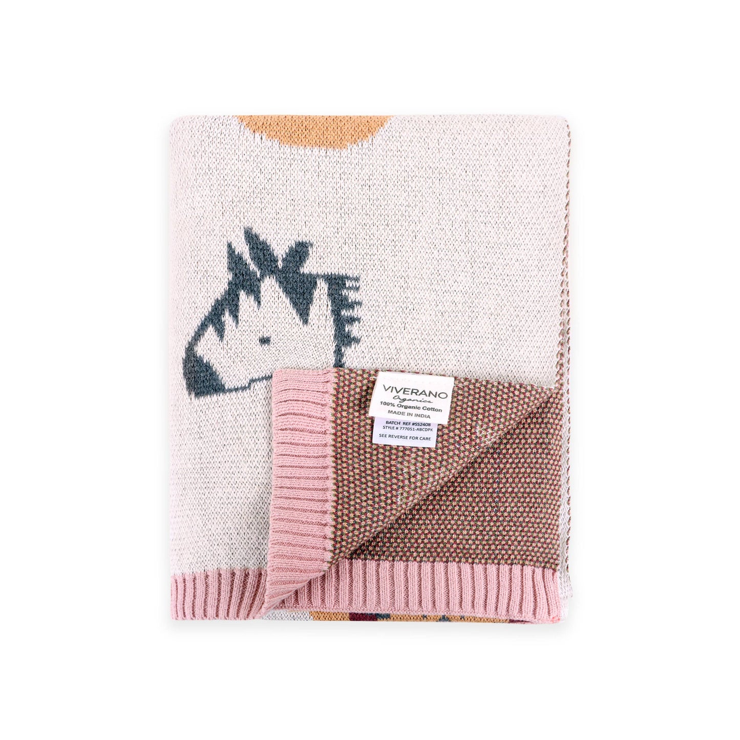 Organic Blush Alphabet Jacquard Knit Blanket