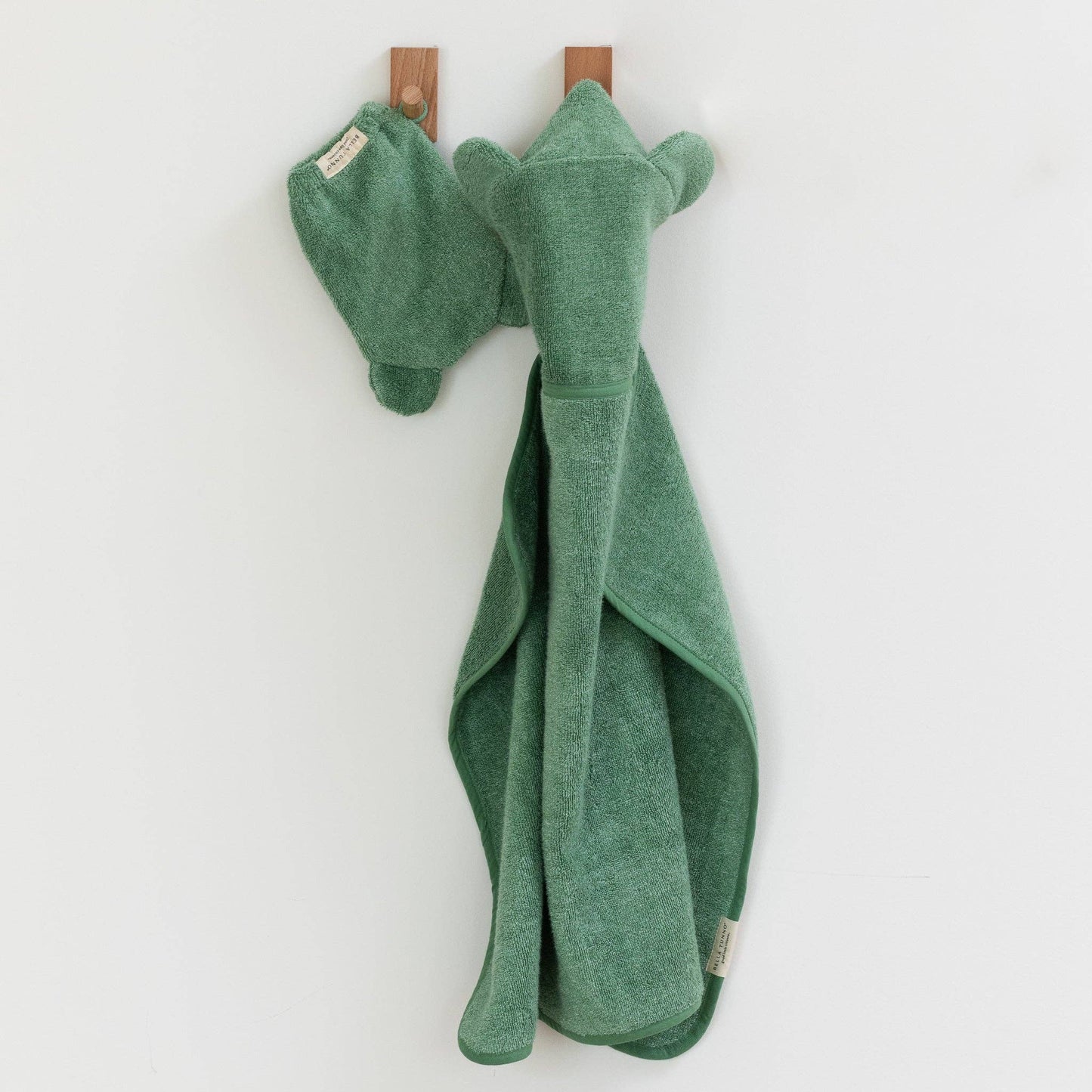 Hooded Towel + Wash Mitt Set- Sea Foam