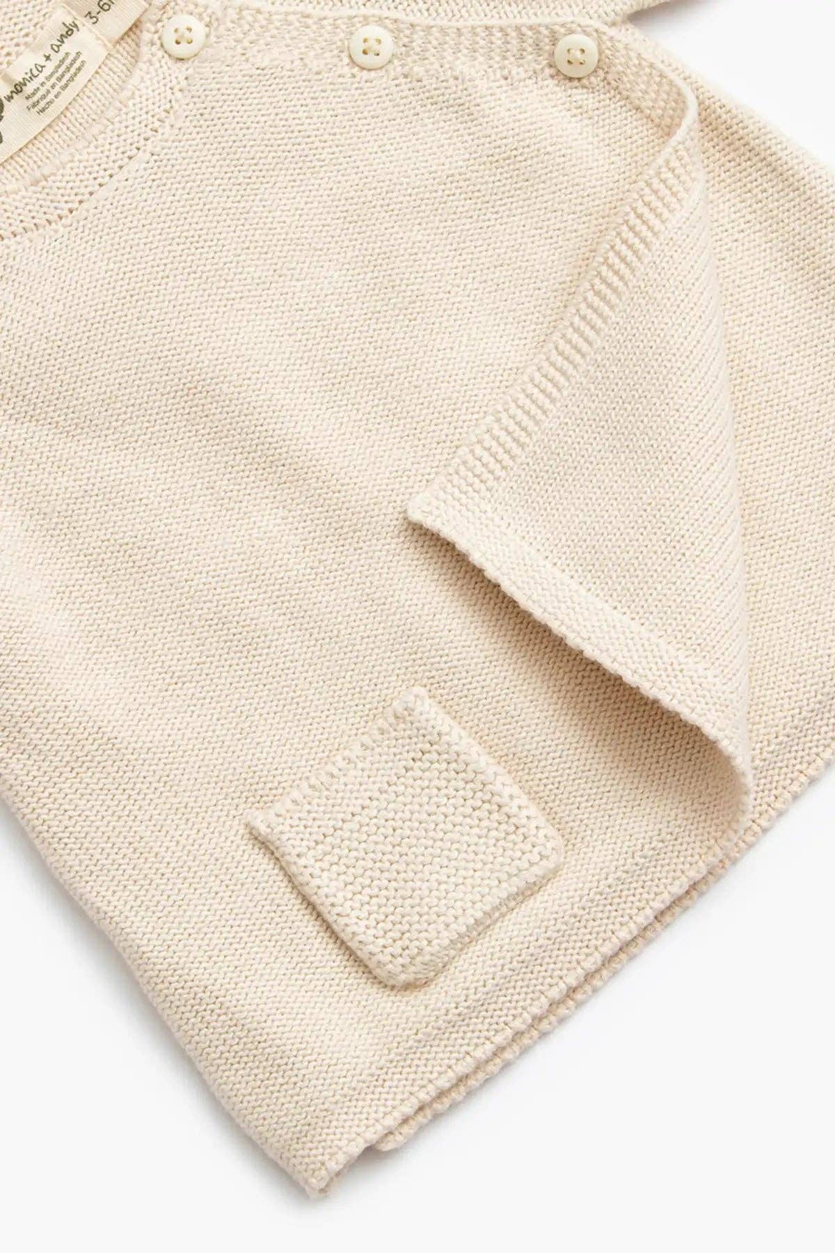 Organic Little Darling Knit Shirt + Pants - Cream