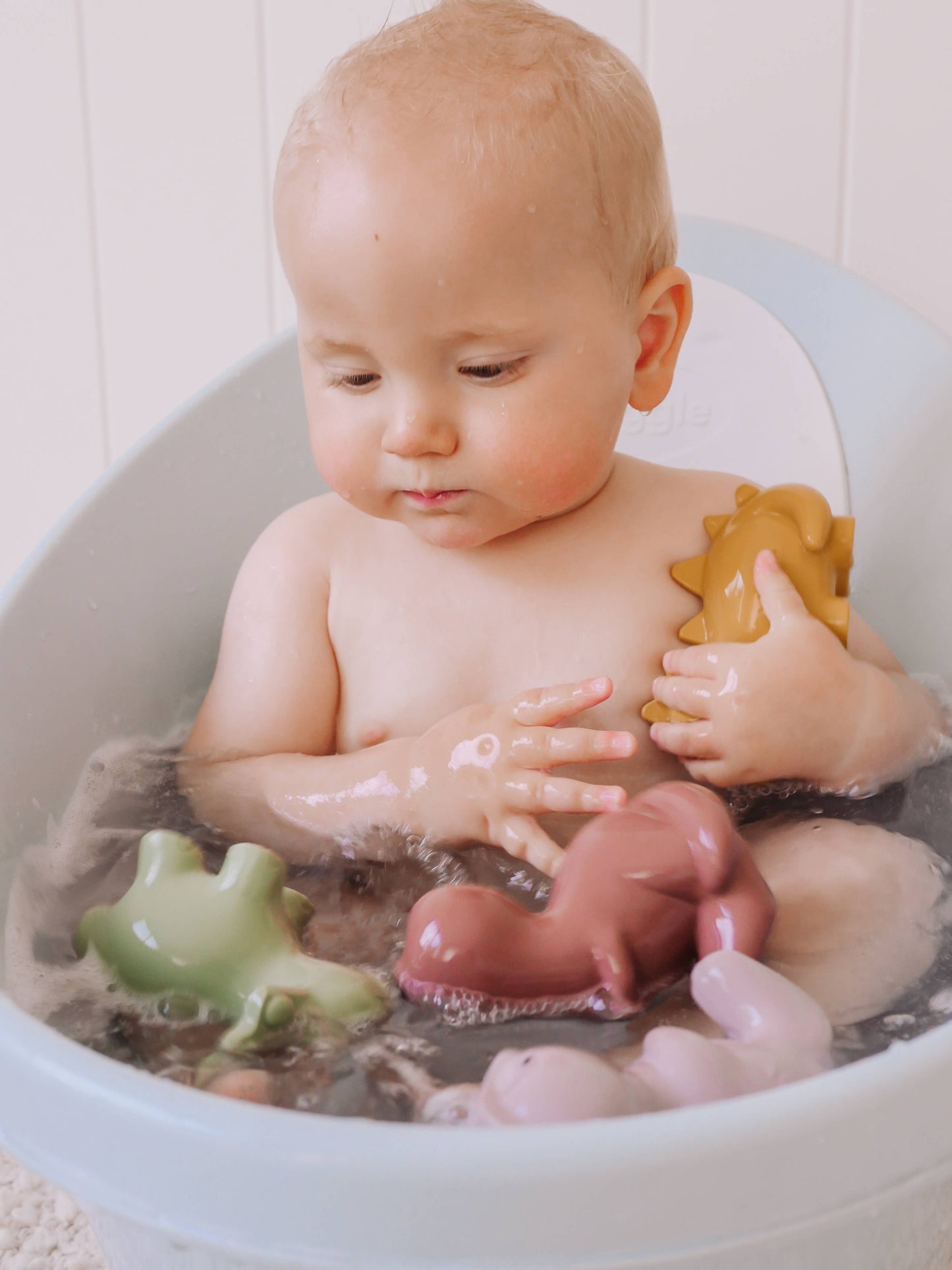 Dino Natural Rubber Teether, Rattle & Bath Toy
