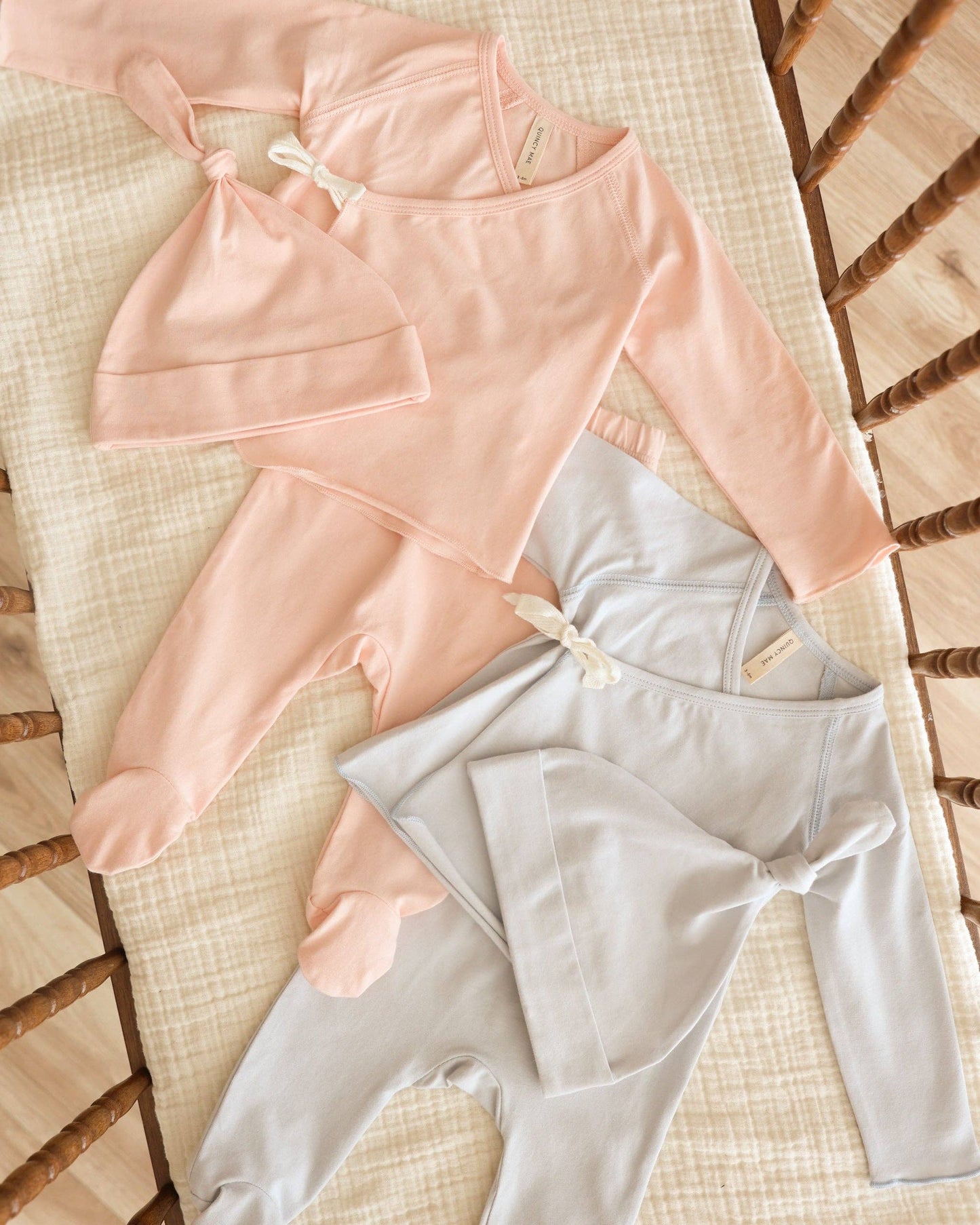 Organic Wrap Shirt + Footed Pant Set - Fog