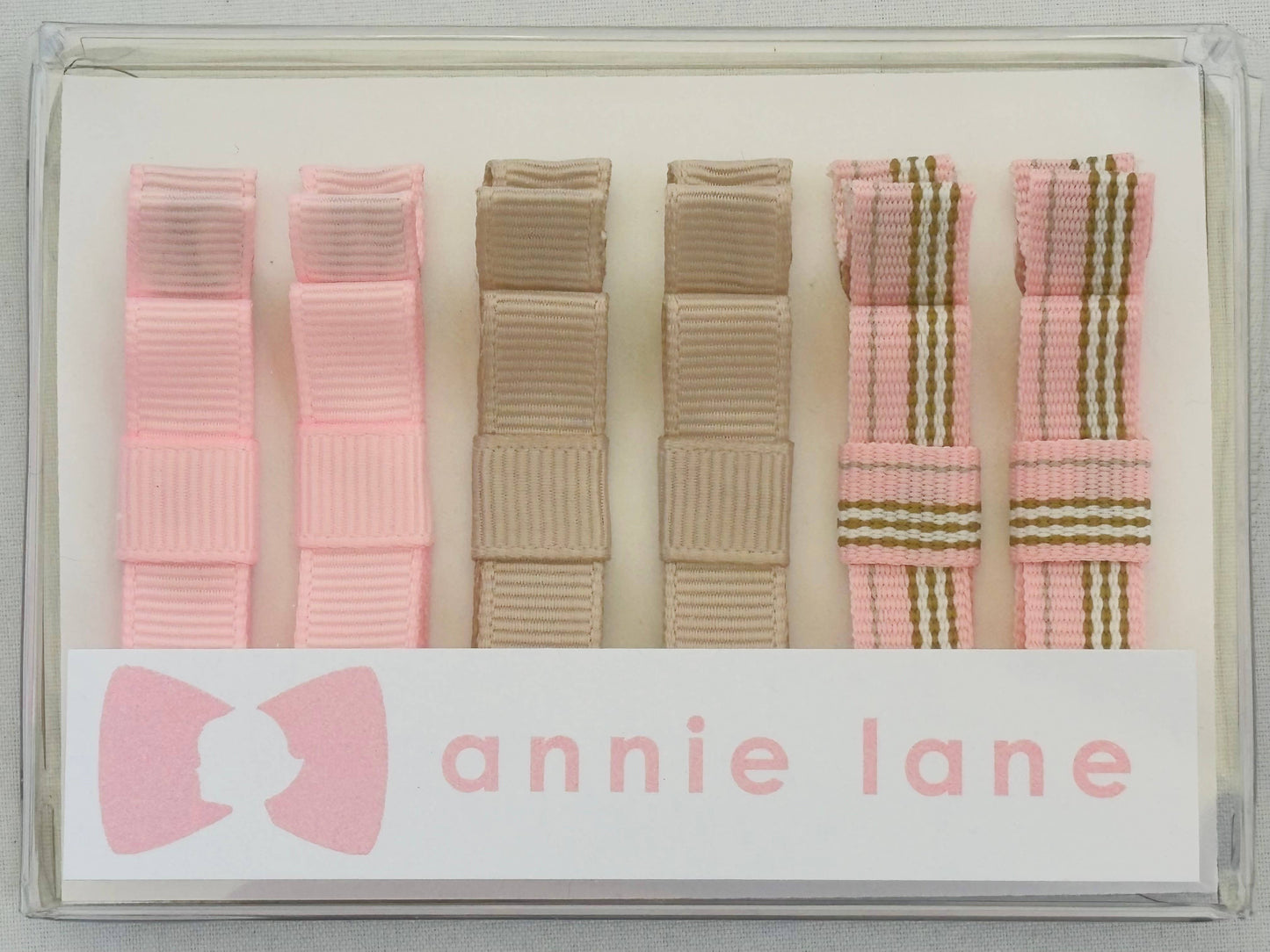 Pink & Taupe Set of Six Hair Bows