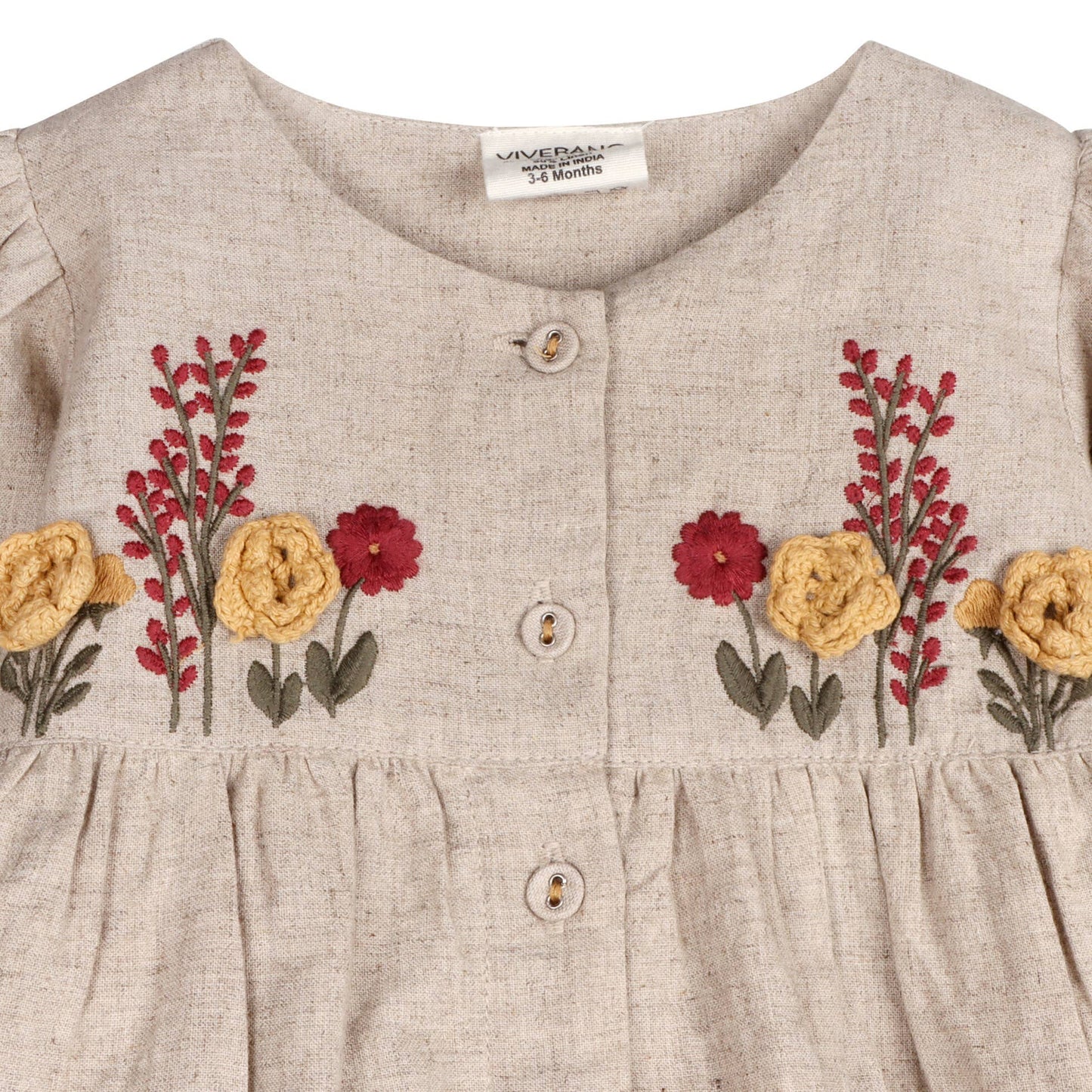 Organic Linen Ravello Embroidered Dress and Bloomer Set