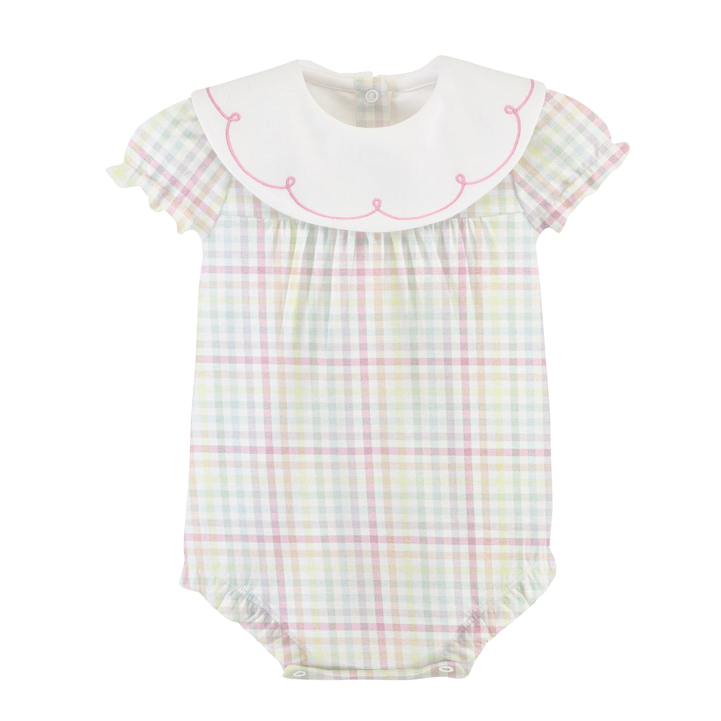 Gingham Sunshine Embroidered Collar Pima Bubble