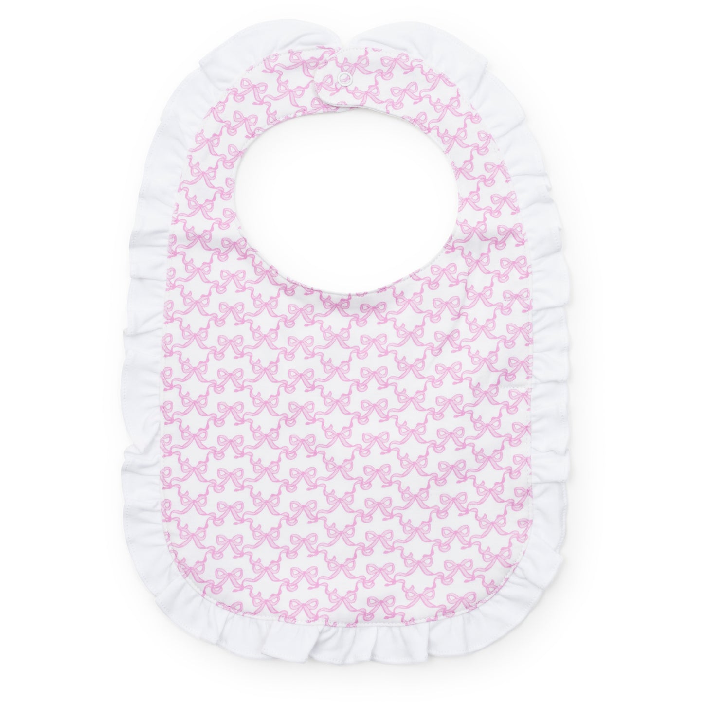Ruffled Pima Bib - Pretty Pink Bows