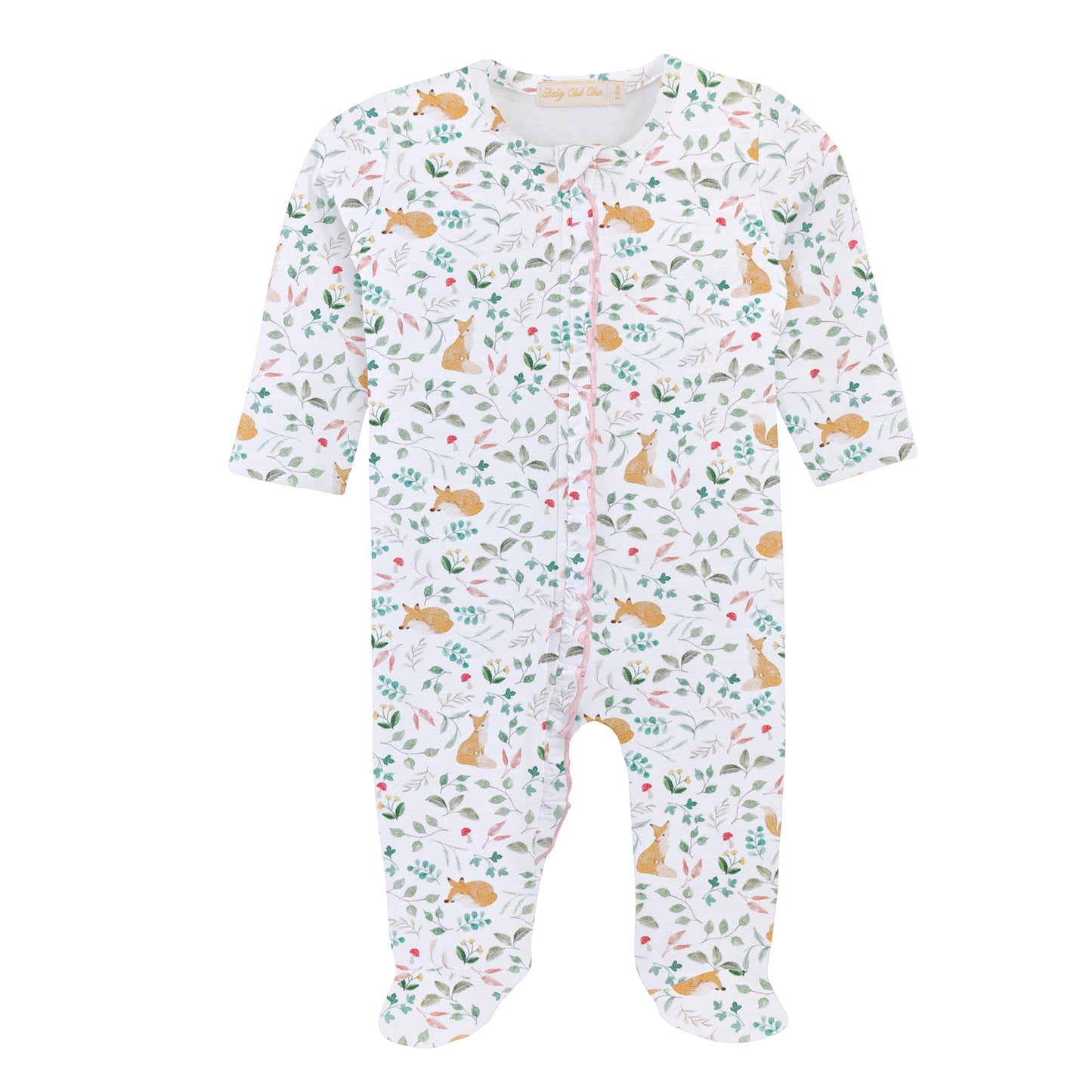 Forest Botany Ruffle Pima Zip Footie