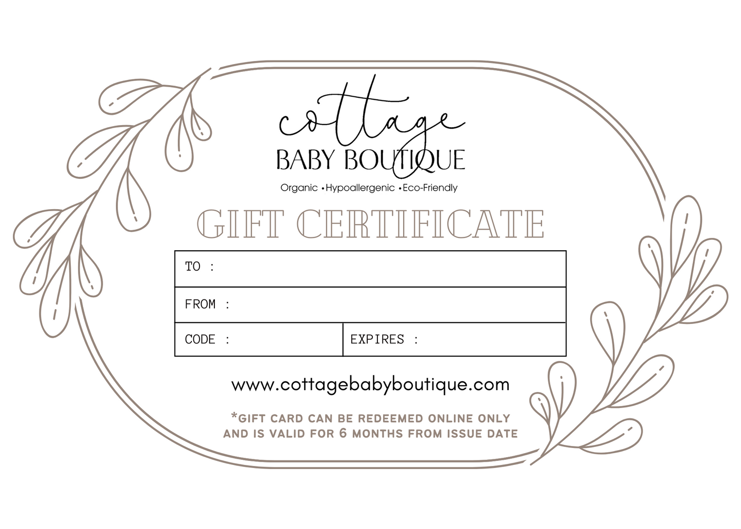 Physical Gift Certificate