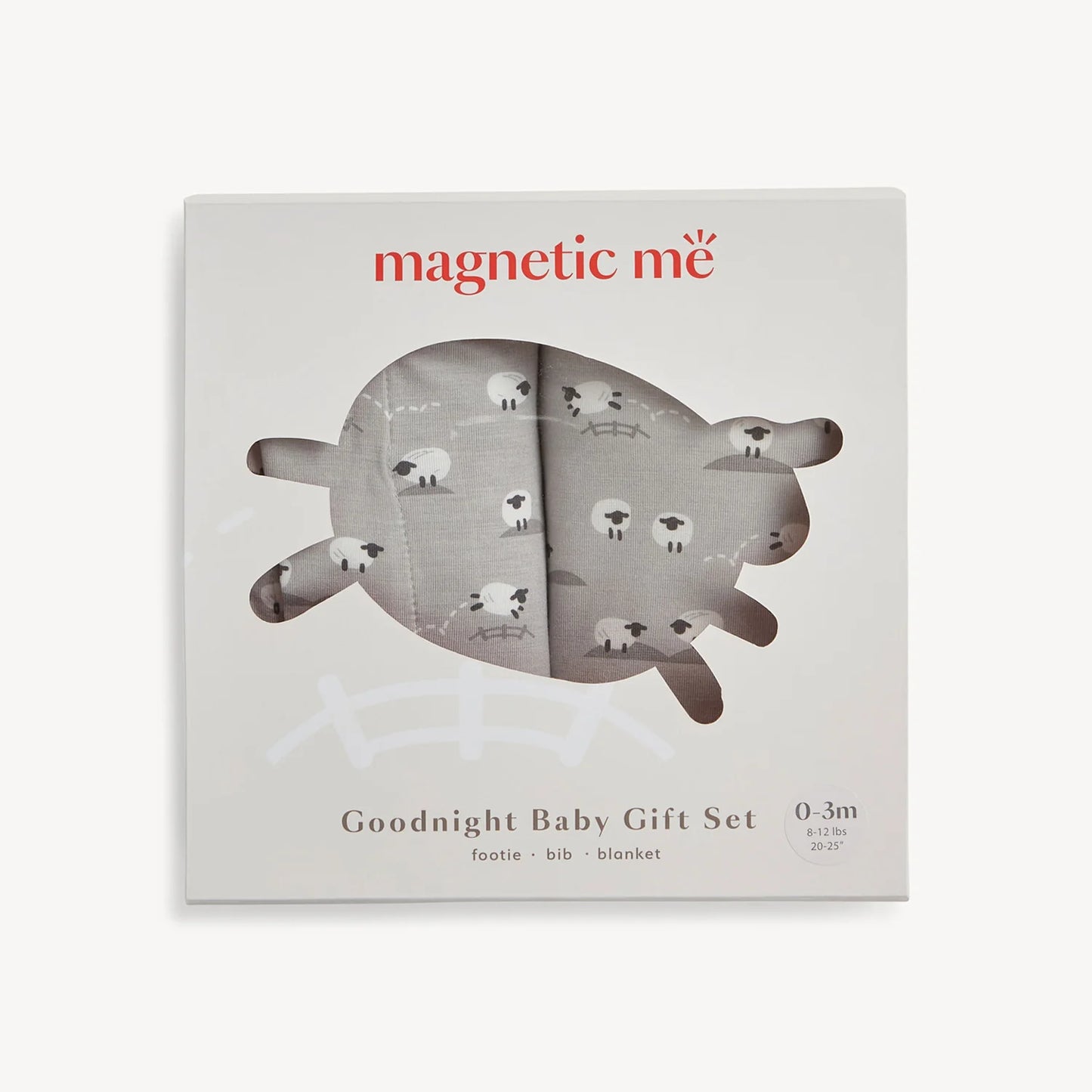 Goodnight Baby Footie + Bib + Blanket Gift Set - Grey Baa Baa