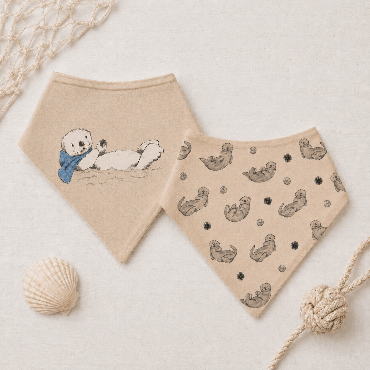 Organic Sea Otter Bandana Bib 2-Pack