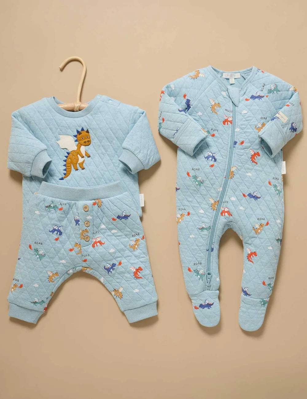 Organic Applique Dragon Quilted Sweatshirt/Pant Set