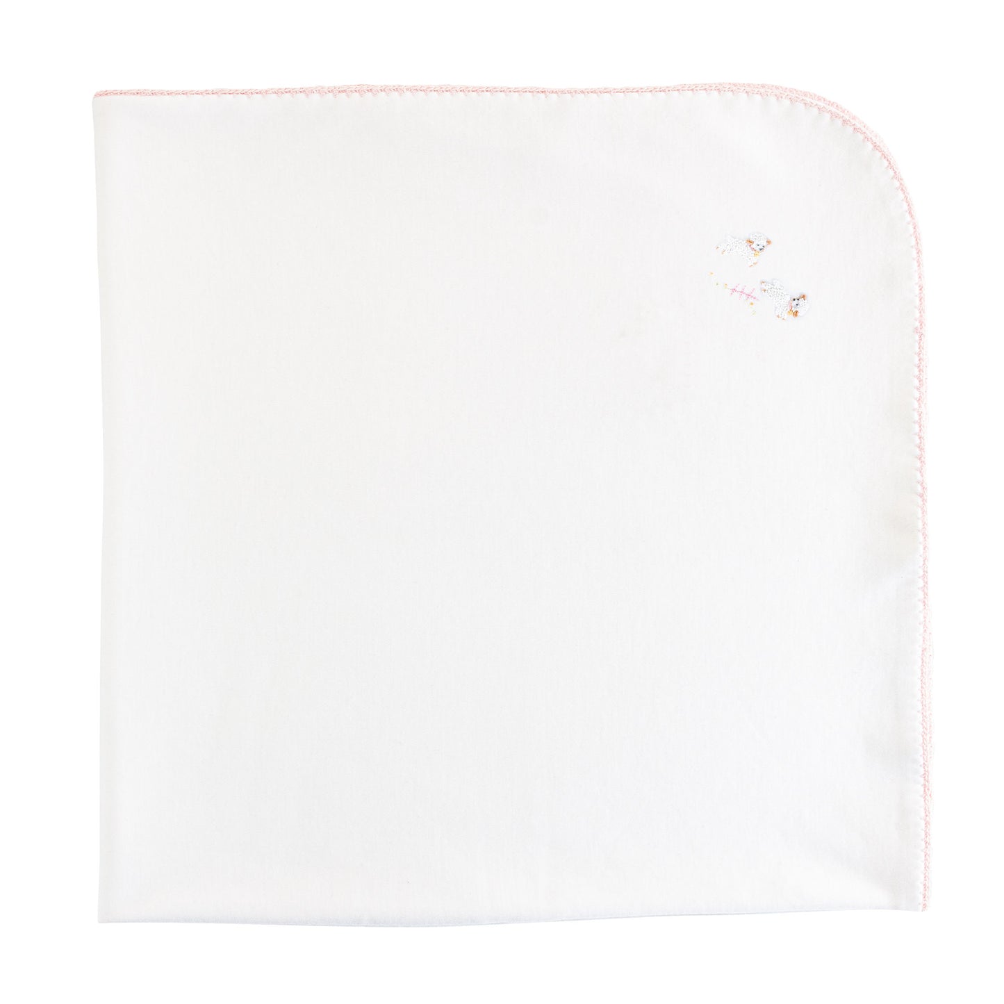 Embroidered Baby Lambs Pima Receiving Blanket