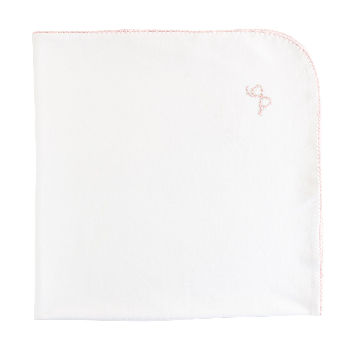 Embroidered Pink Bow Pima Receiving Blanket