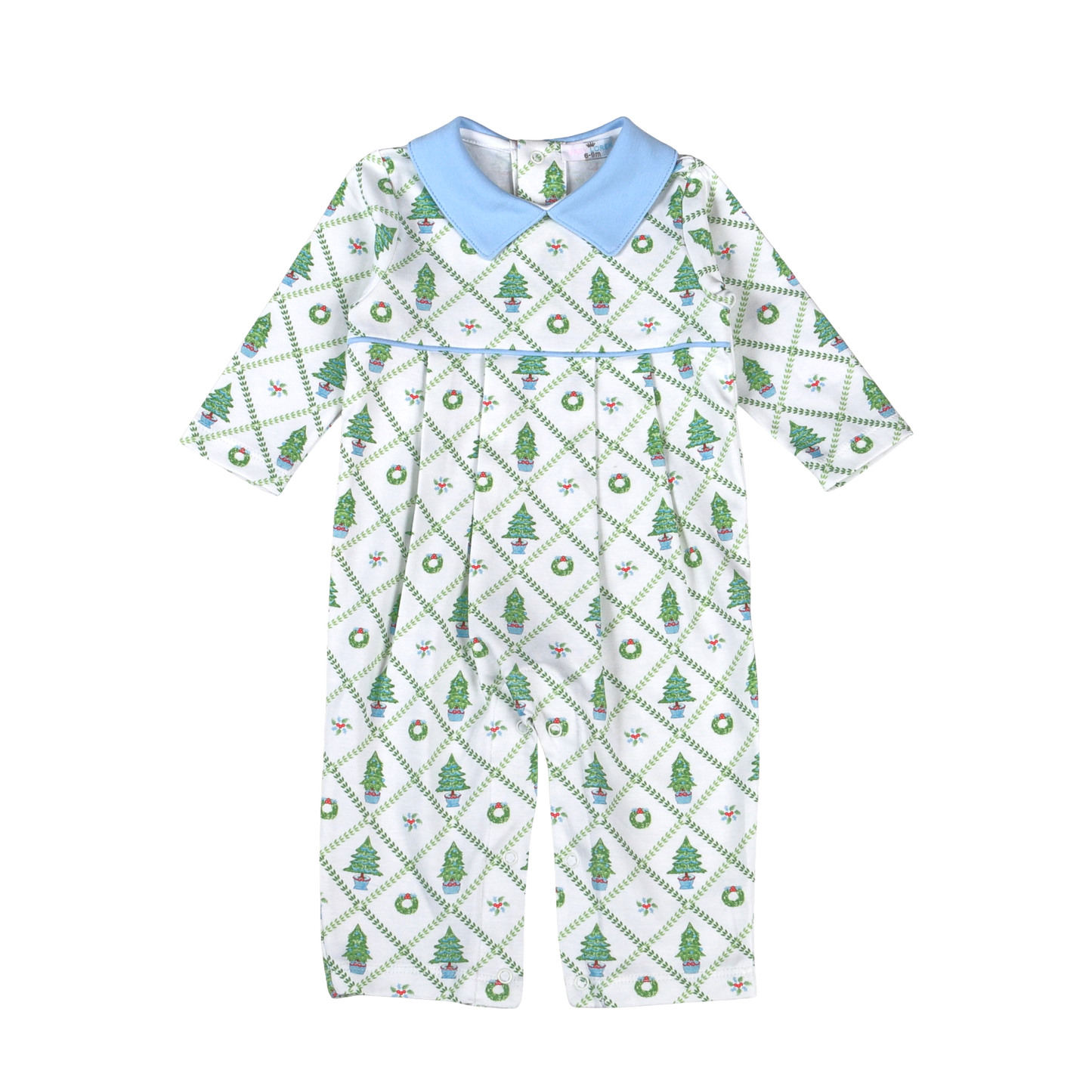 Blue Christmas Trees Pima Romper