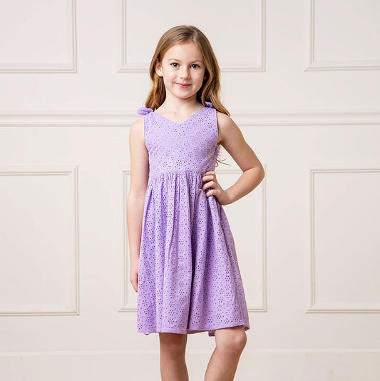 Organic Lavender Eyelet Organic Dress