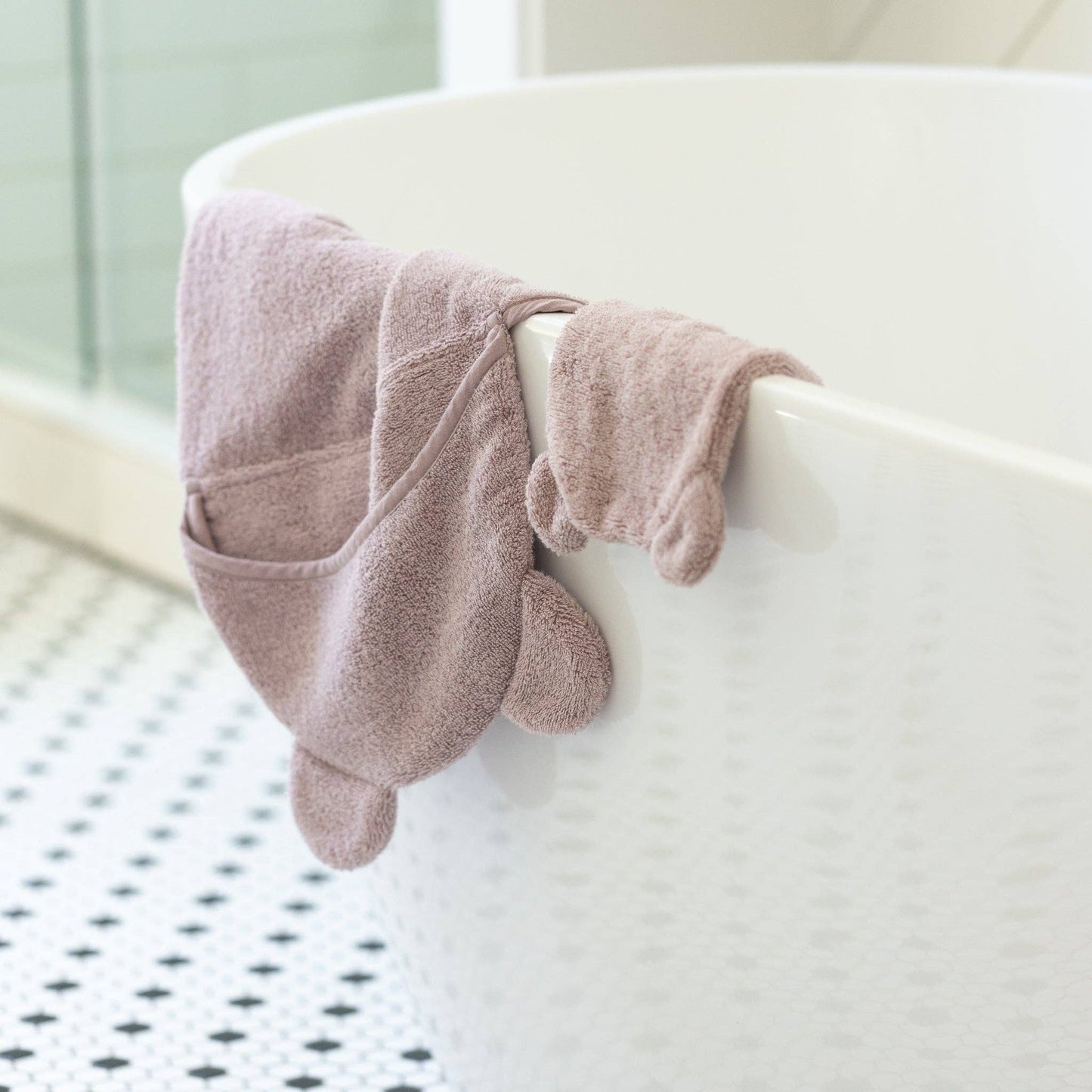 Hooded Towel + Wash Mitt Set- Orchid