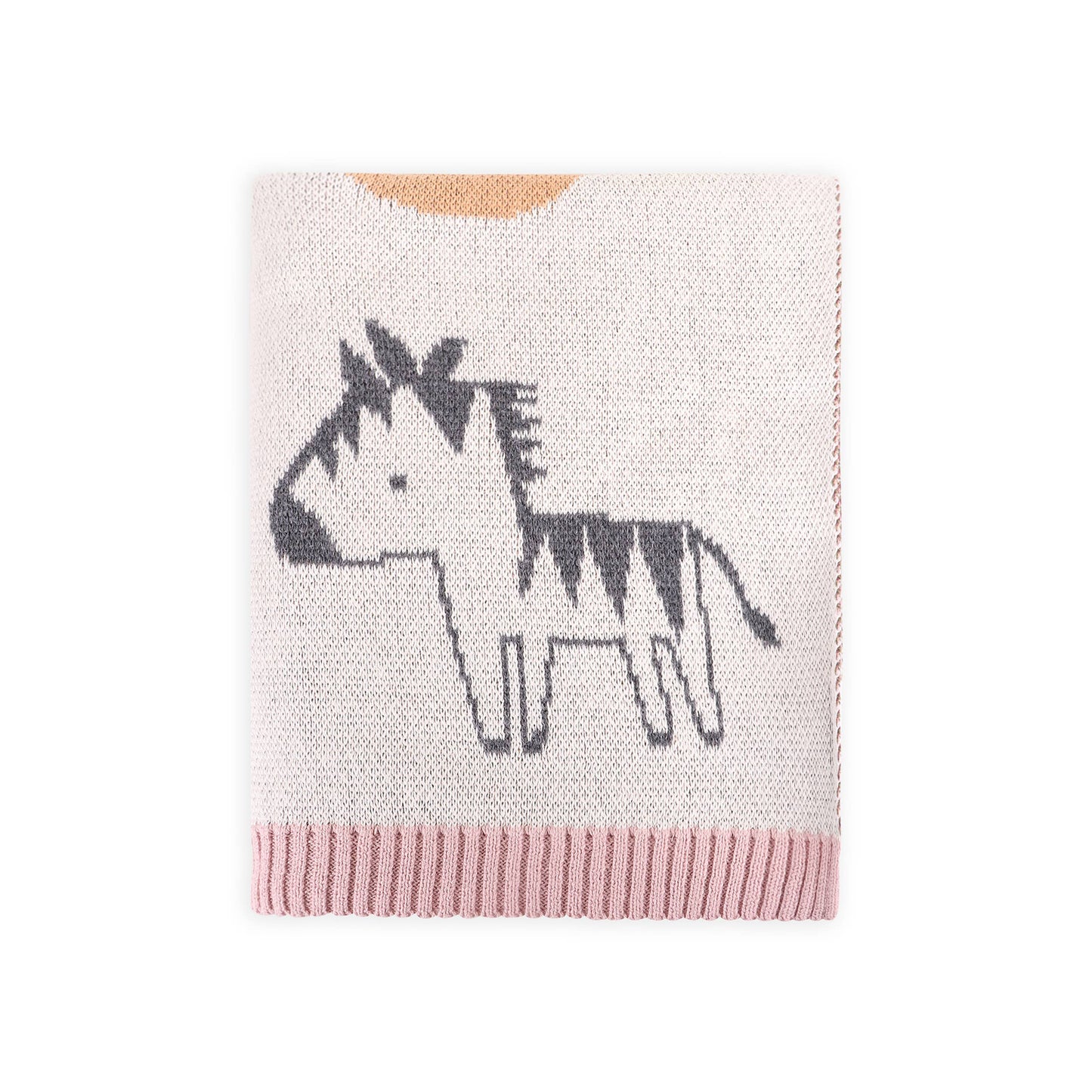 Organic Blush Alphabet Jacquard Knit Blanket