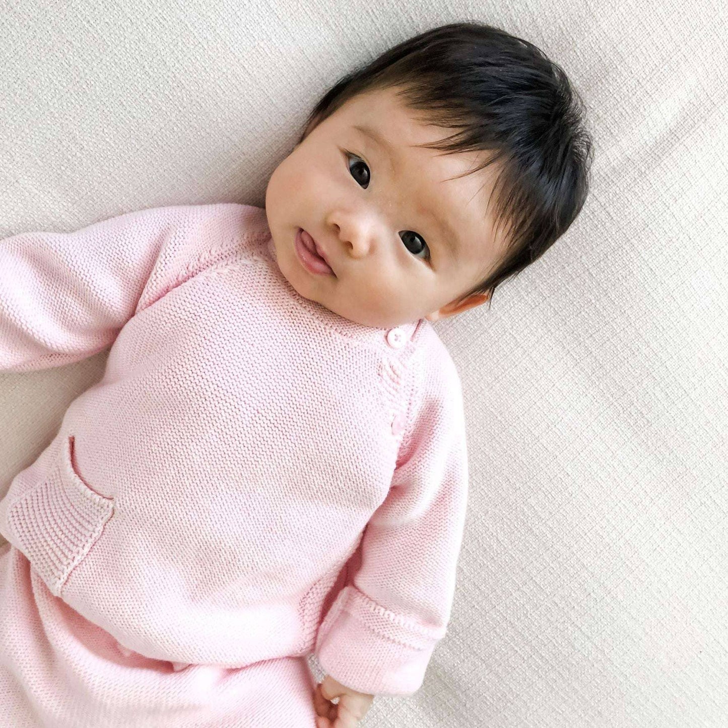 Organic Little Darling Knit Shirt + Pants - Pink