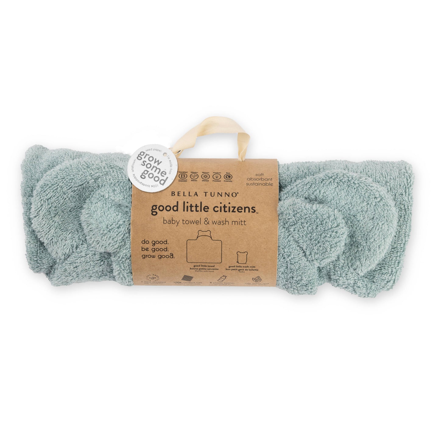 Hooded Towel + Wash Mitt Set- Fog