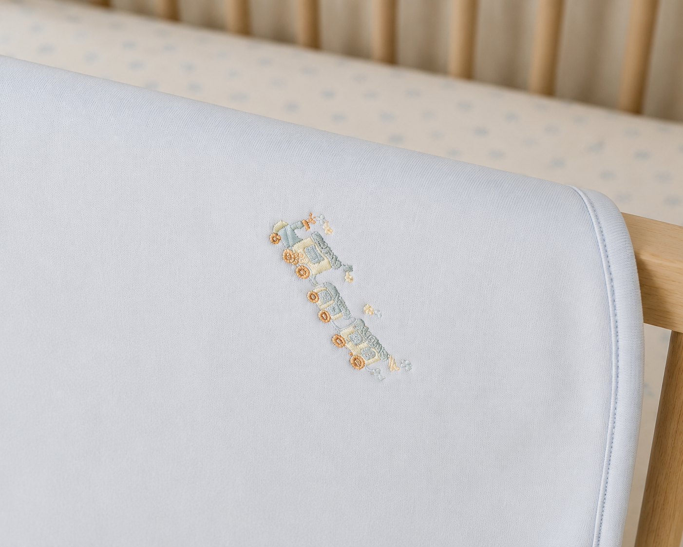 Little Train Embroidered Pima Blanket