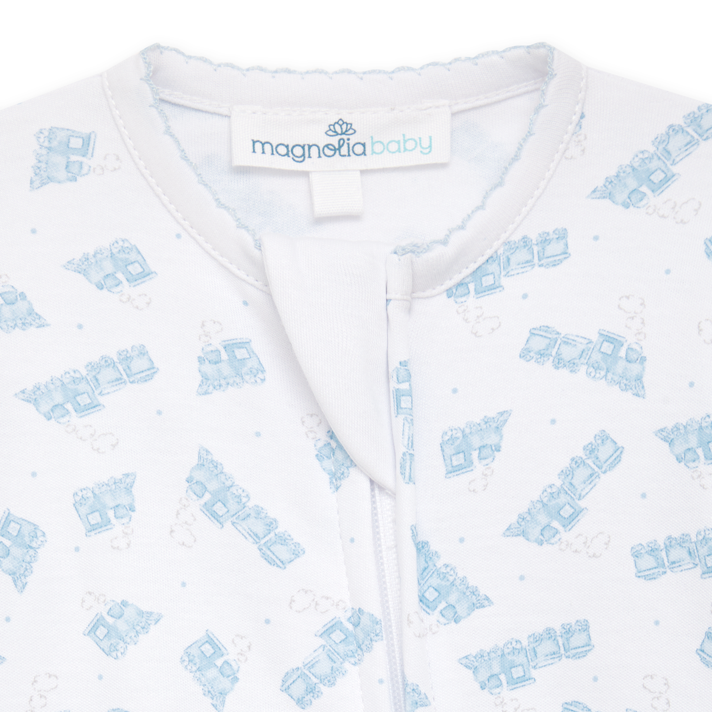 Choo Choo Train Print Pima Zip Footie