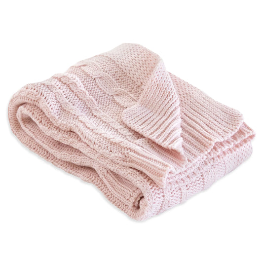 Organic Cotton Cable Knit Baby Blanket - Blossom