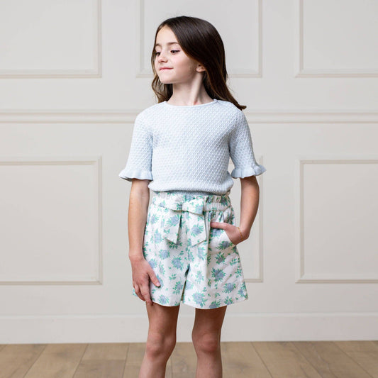 Organic Linen Coastal Cottage Floral Shorts