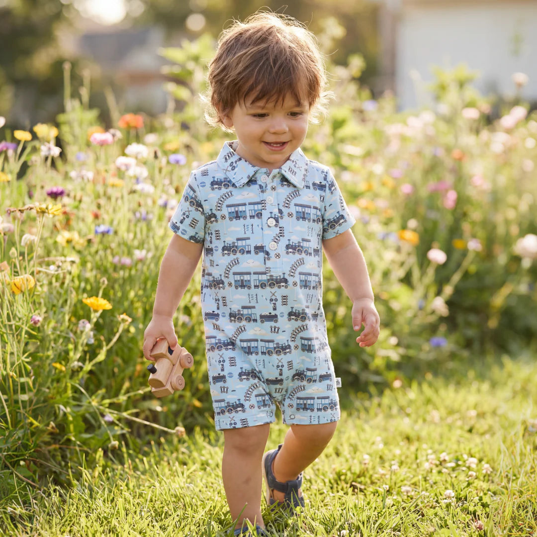 Choo Choo Bamboo Polo Romper