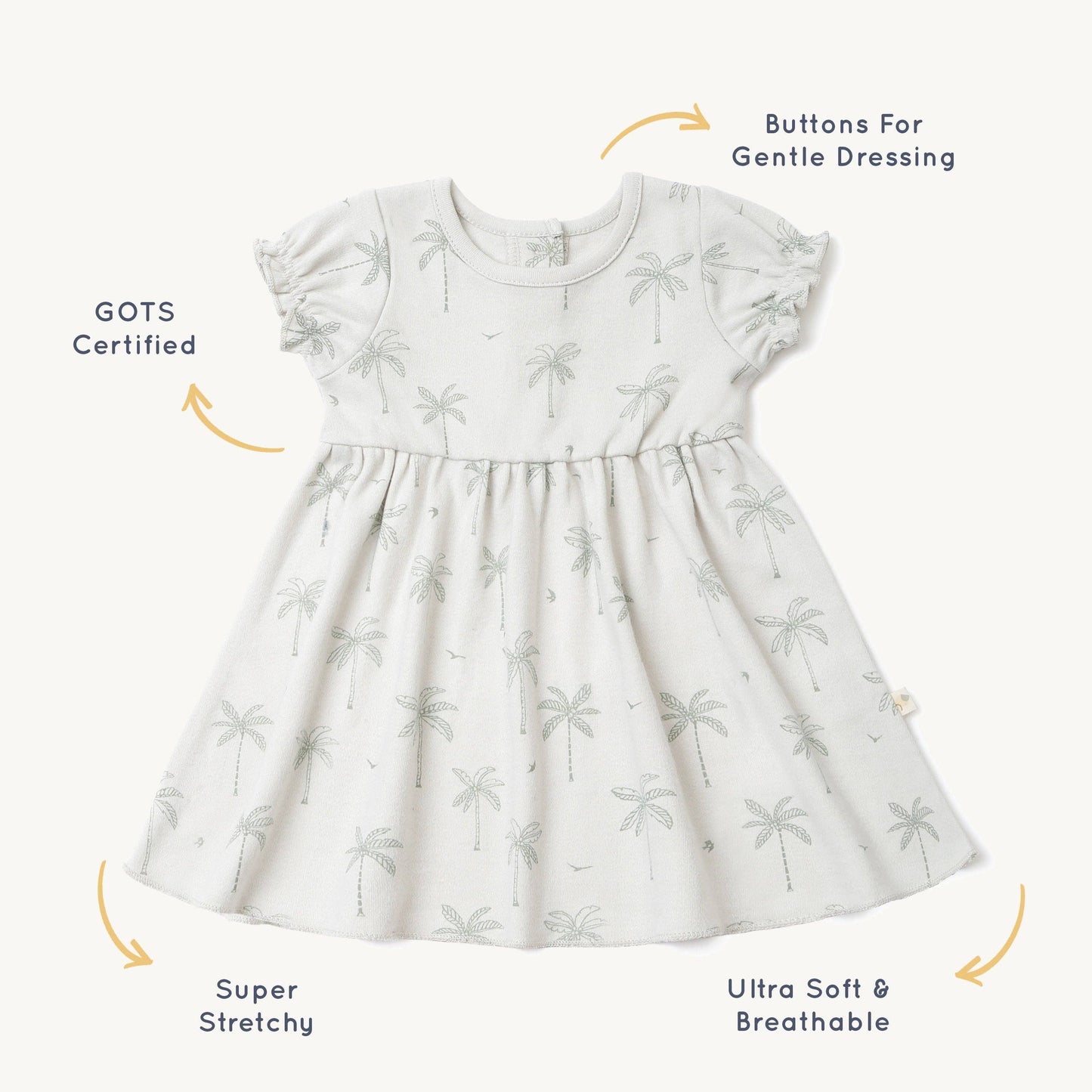 Organic Cotton Puff Sleeve Dress - Tropical