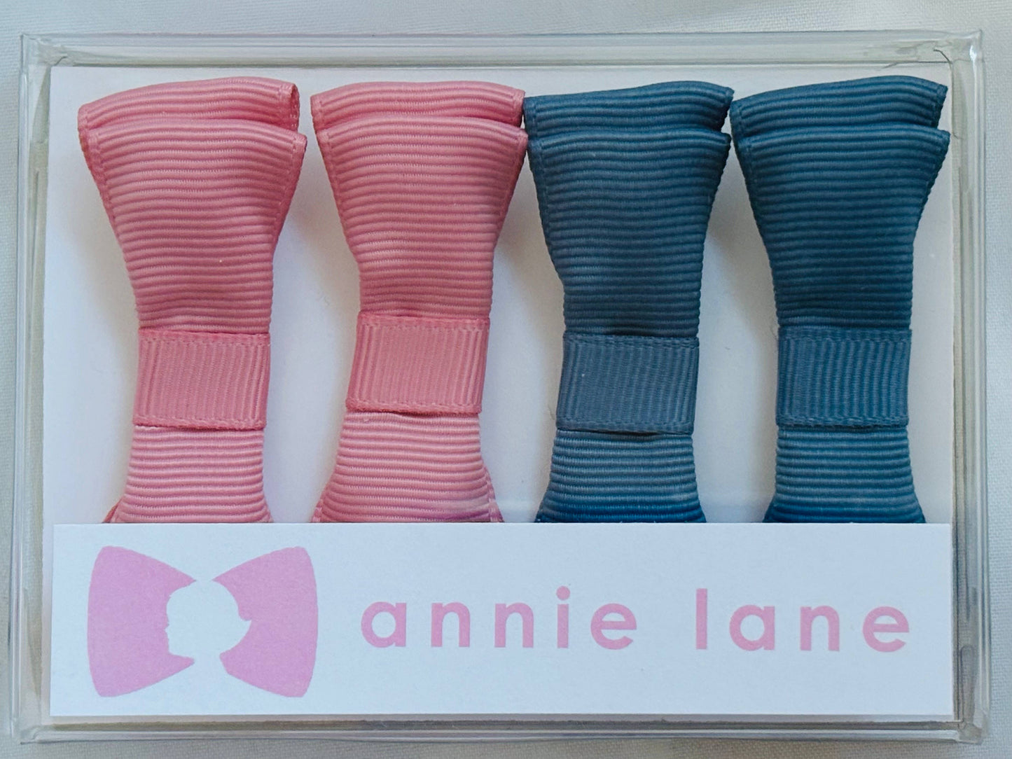 Rose & Blue Set of Four Hair Bows