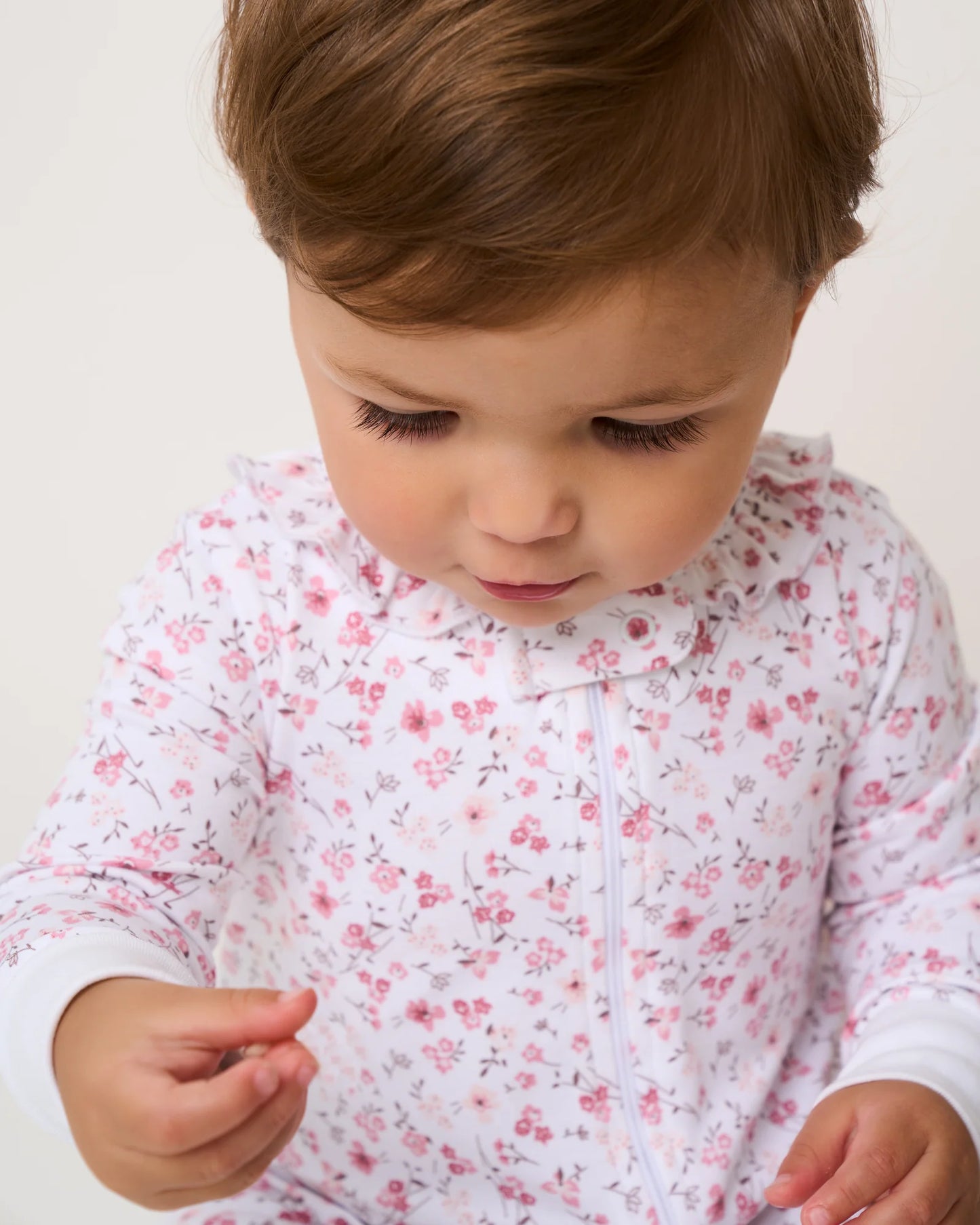 Pima Ruffle Collar Footie in Dorset Floral