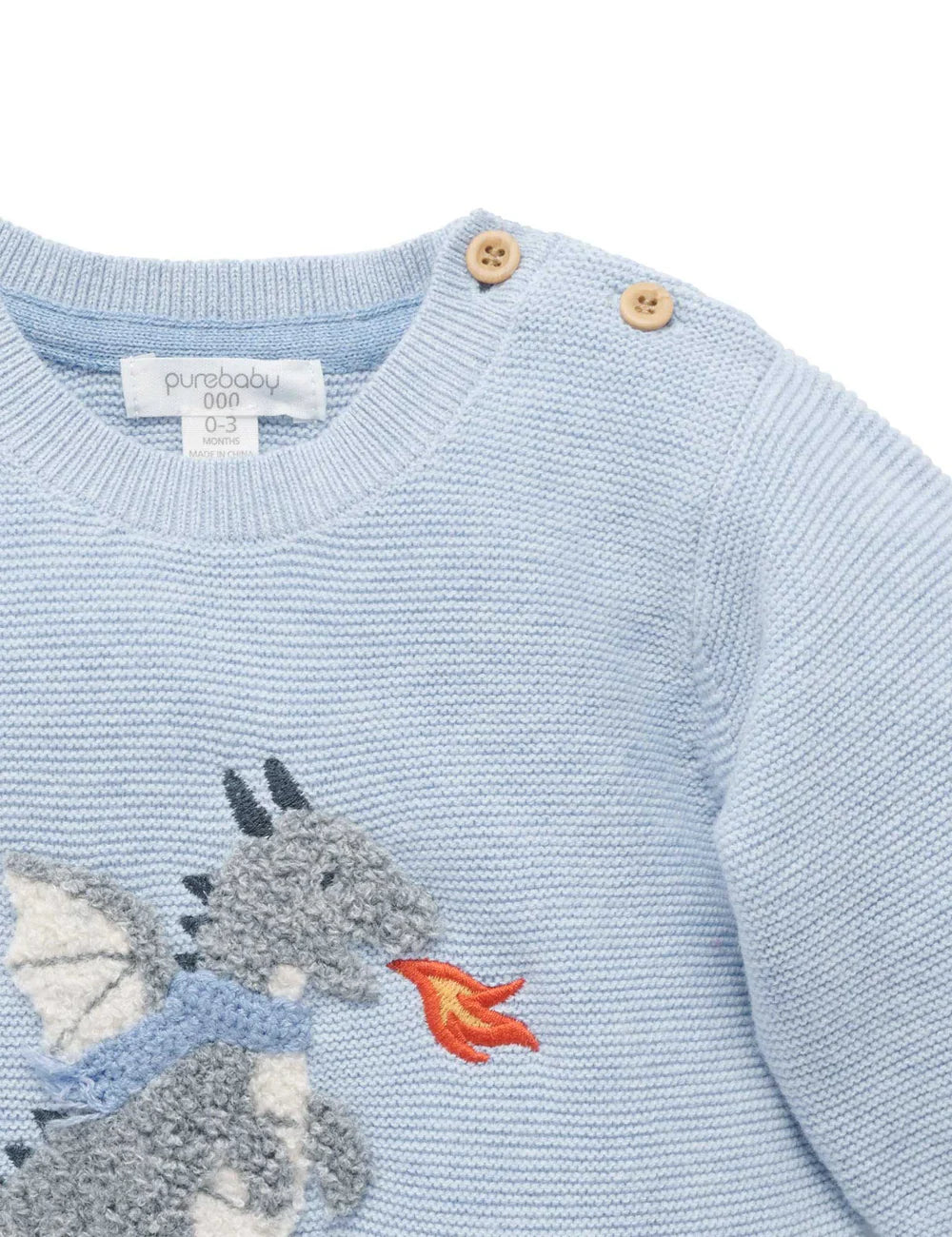 Organic Ice Melange Applique Dragon Sweater