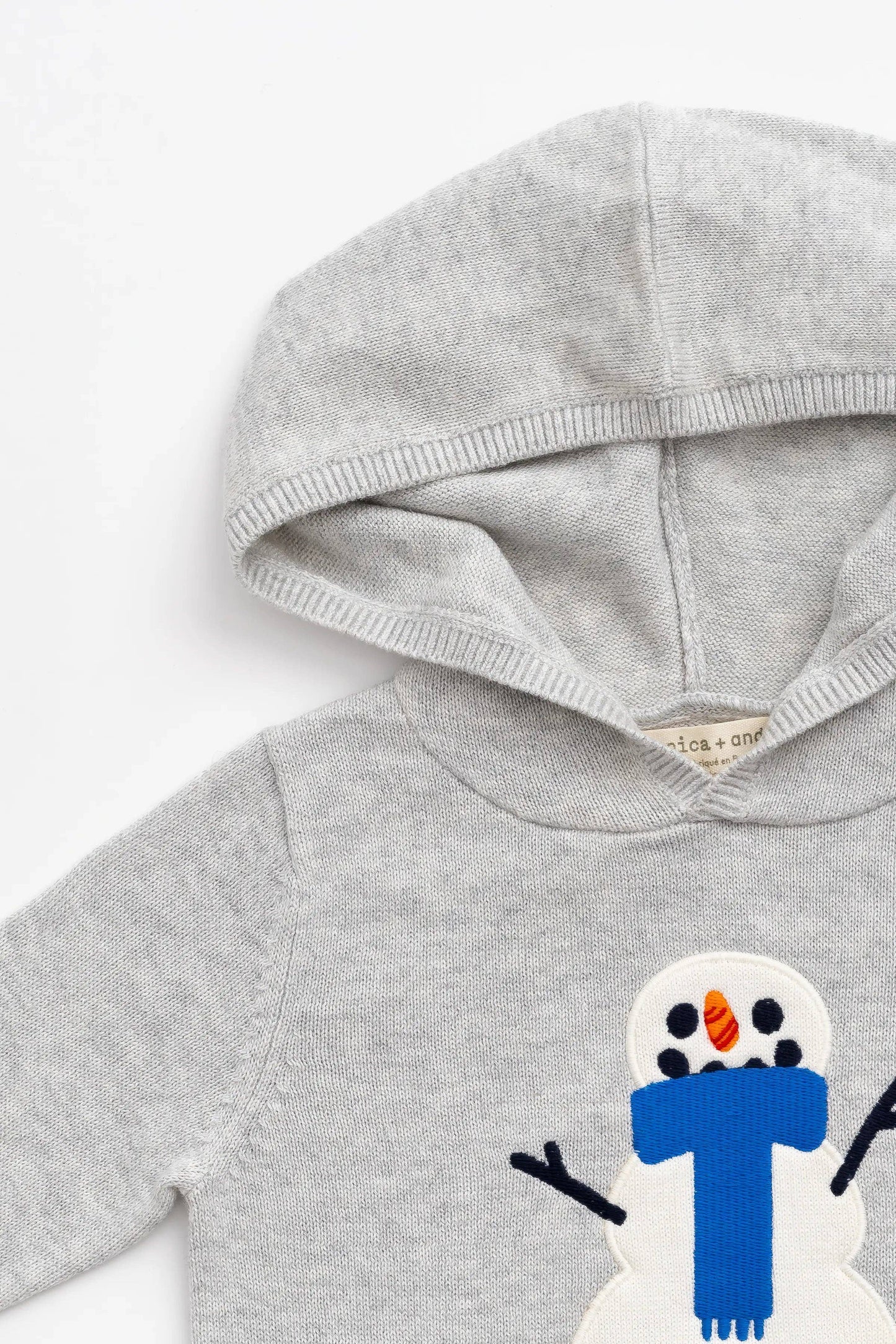 Knit Organic Applique Snowman Hooded Top + Pant Set