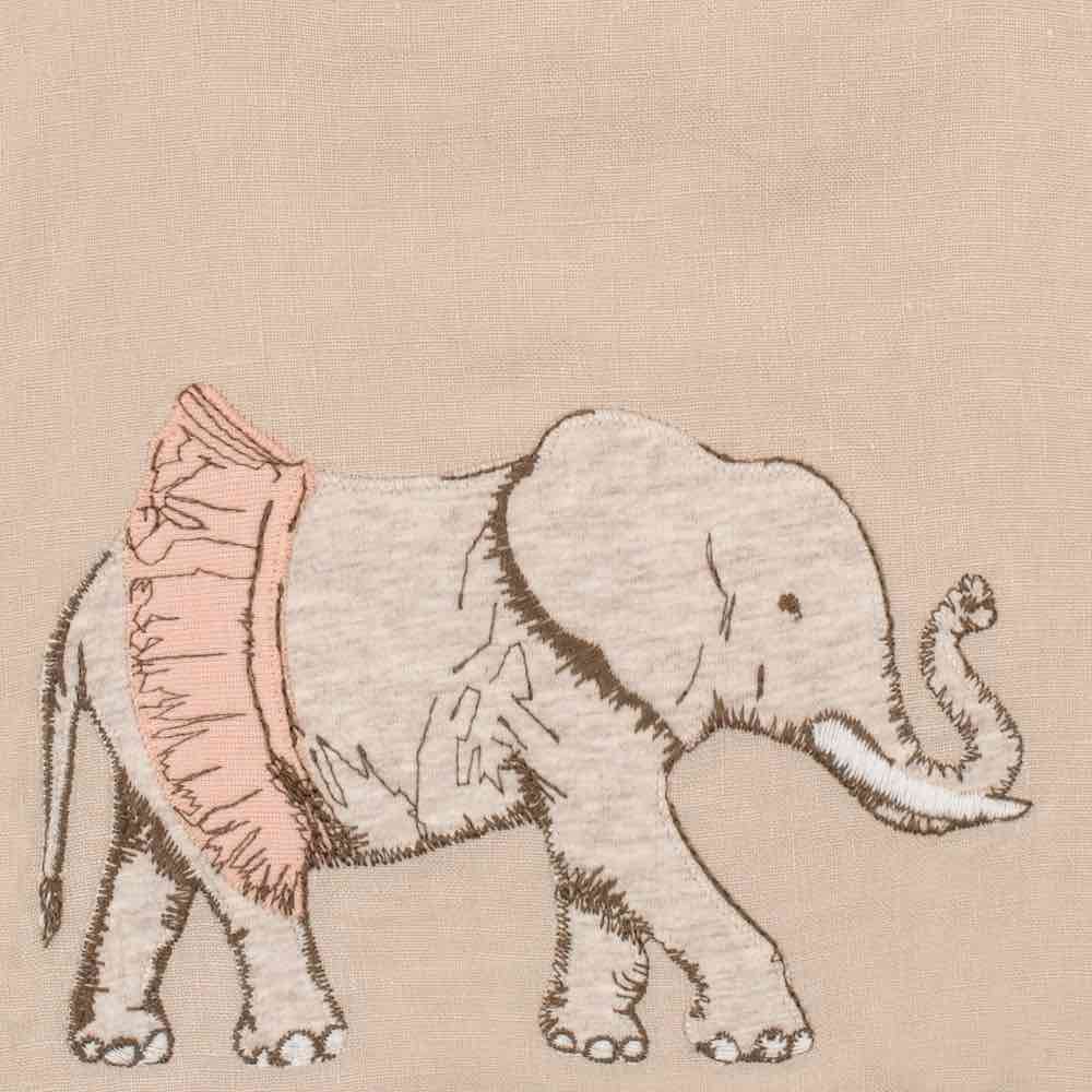 Tutu Elephant Appliqué Organic Linen Two-Layer Bib