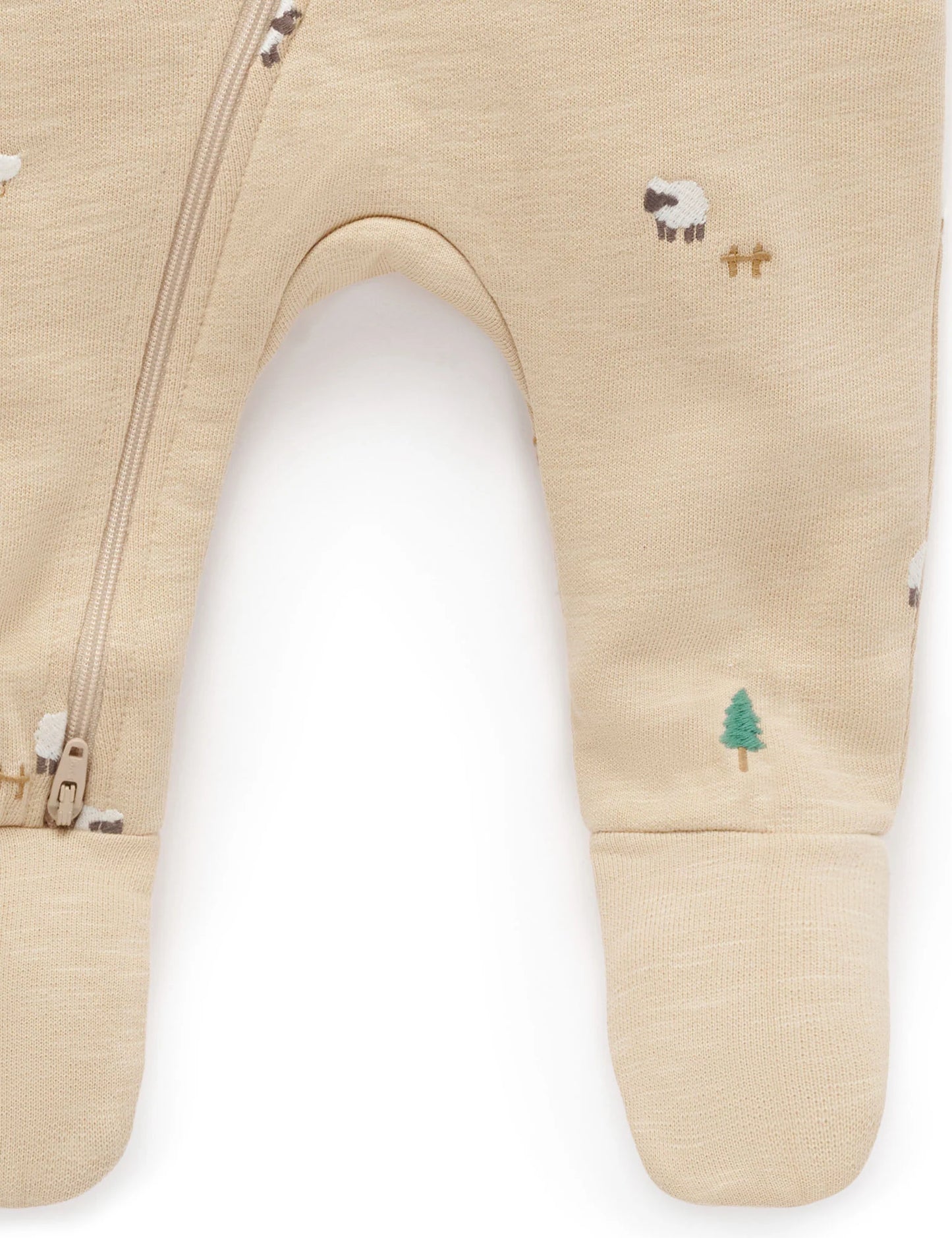 Organic Farm Friends Embroidered Fleece Footie